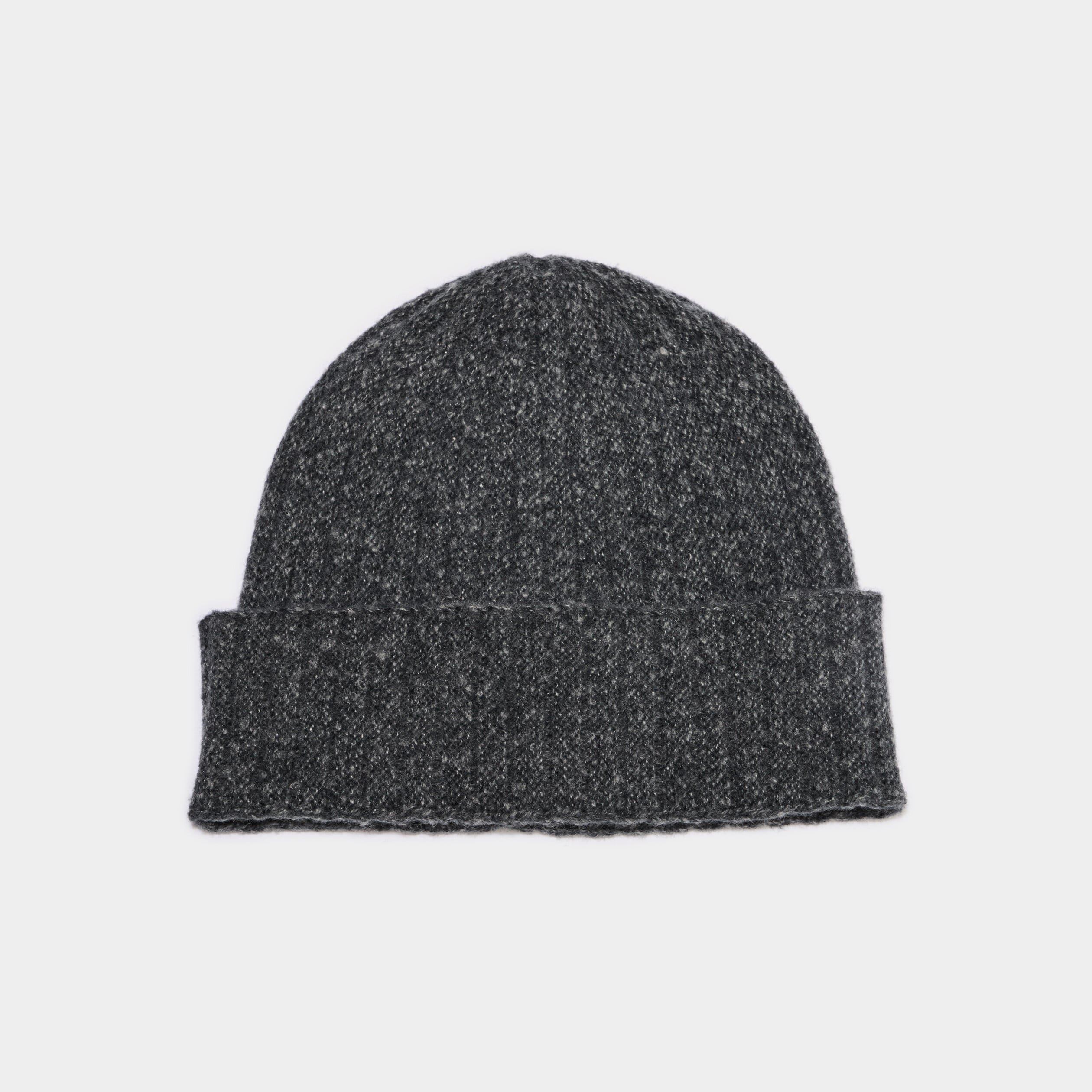 Bonnet tricot&eacute; avec bord &agrave; revers gris fonc&eacute; homme