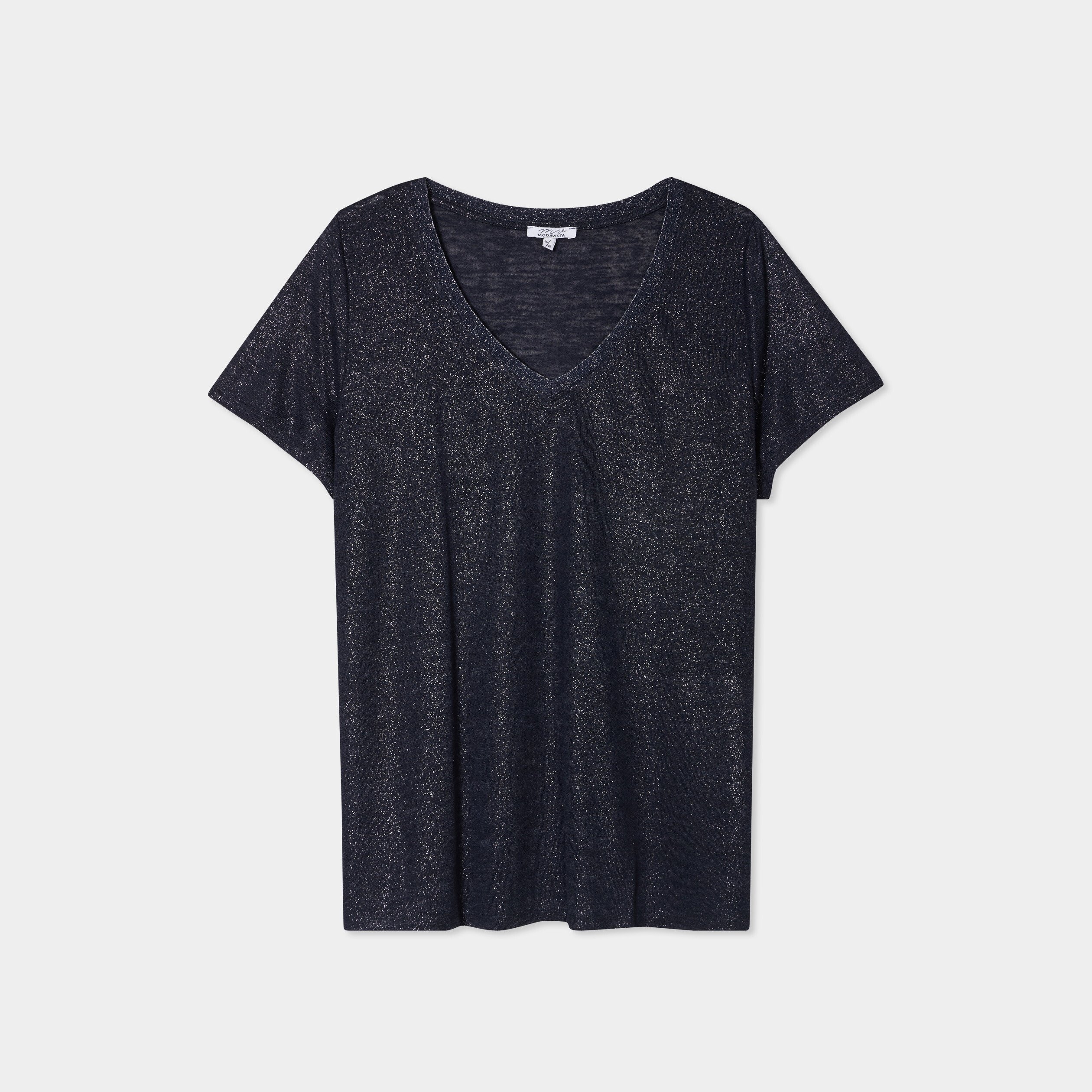 t shirt col en v manches courtes bleu fonce femmegt T-shirt col en V manches courtes bleu foncé femme grande taille