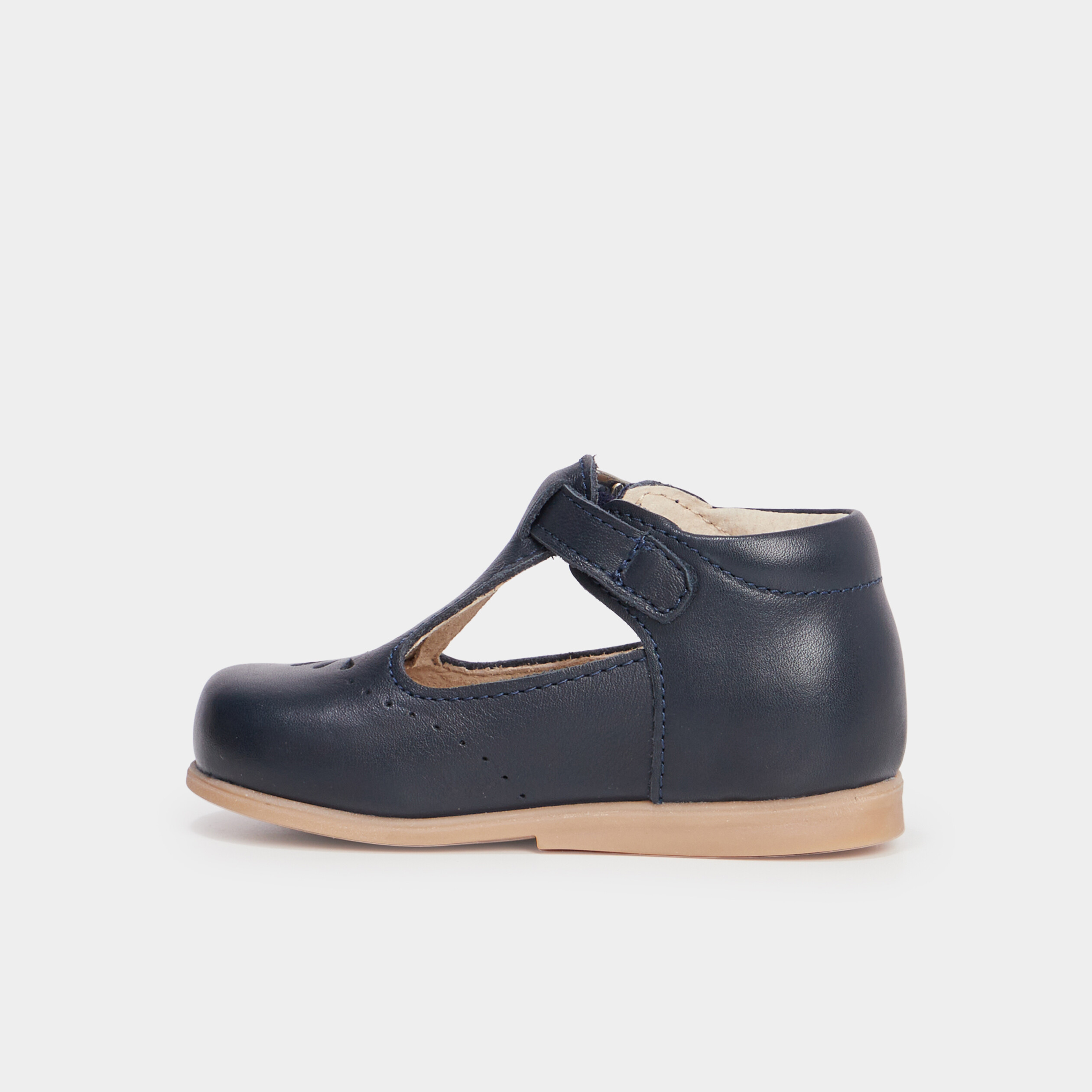 chaussures salome en cuir bleu bebeg Chaussures salomé en cuir bleu bébé garçon