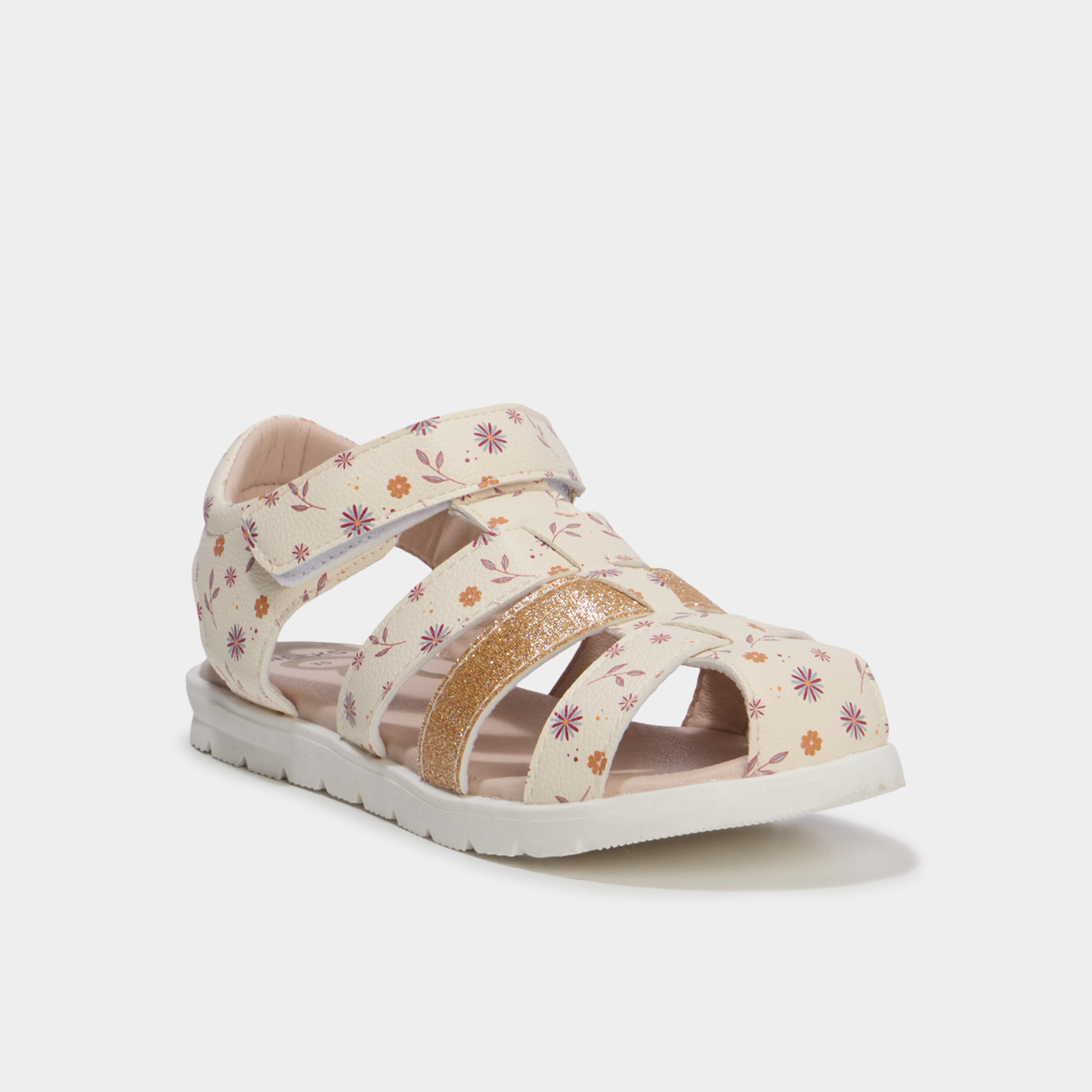 Sandales &agrave; scratchs avec semelle souple multicolore fille