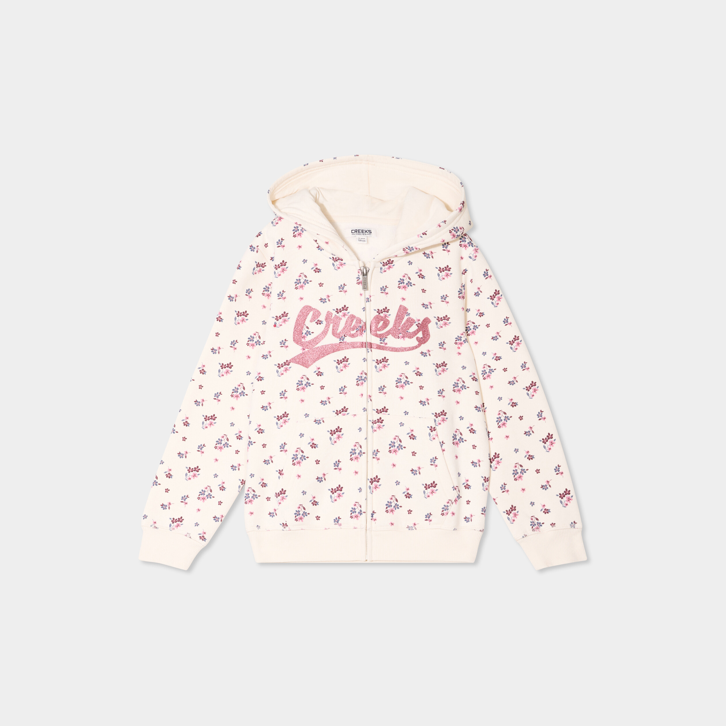 Sweat zippé à capuche Creeks beige fille