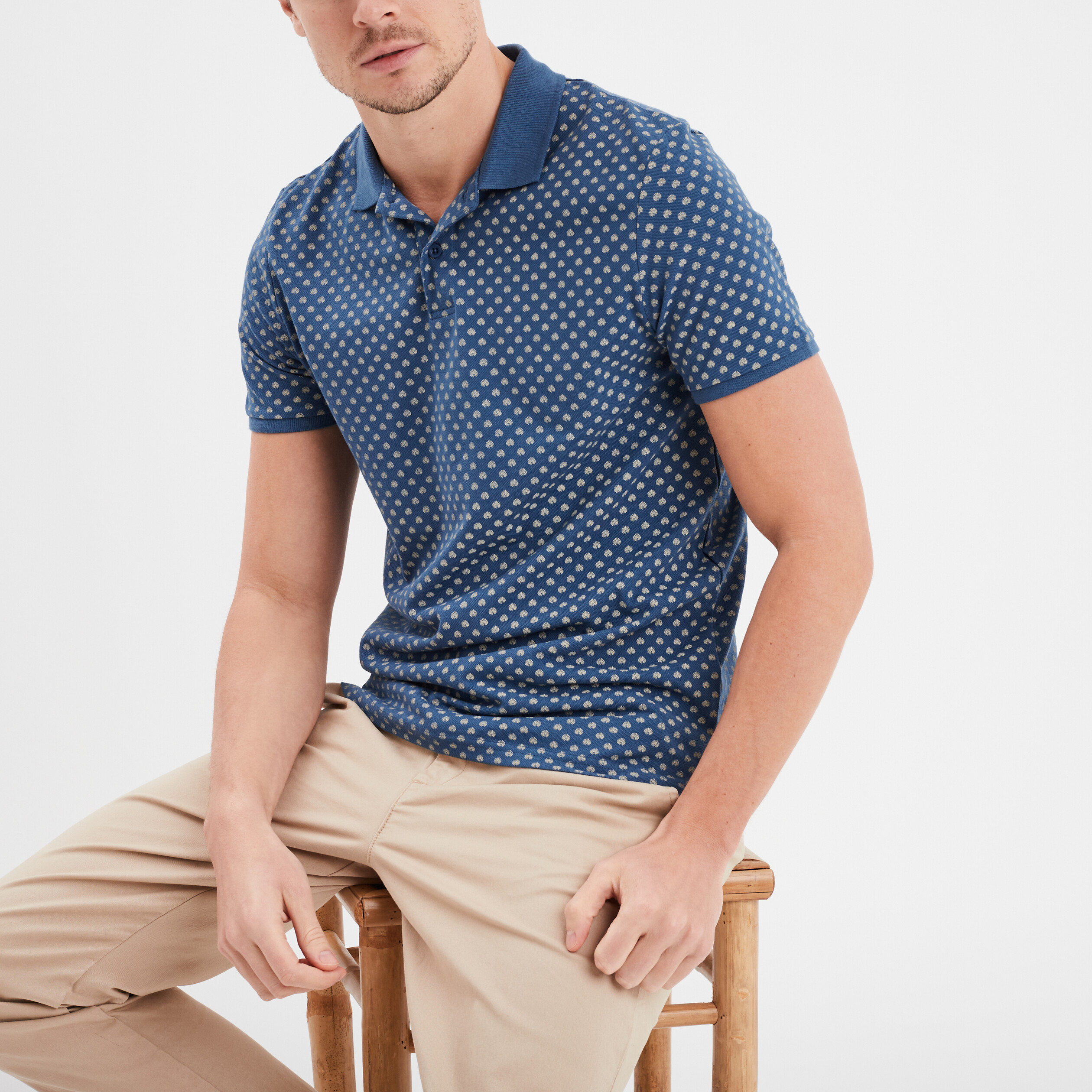 polo droit manches courtes coton bleu homme Polo droit manches courtes coton bleu homme
