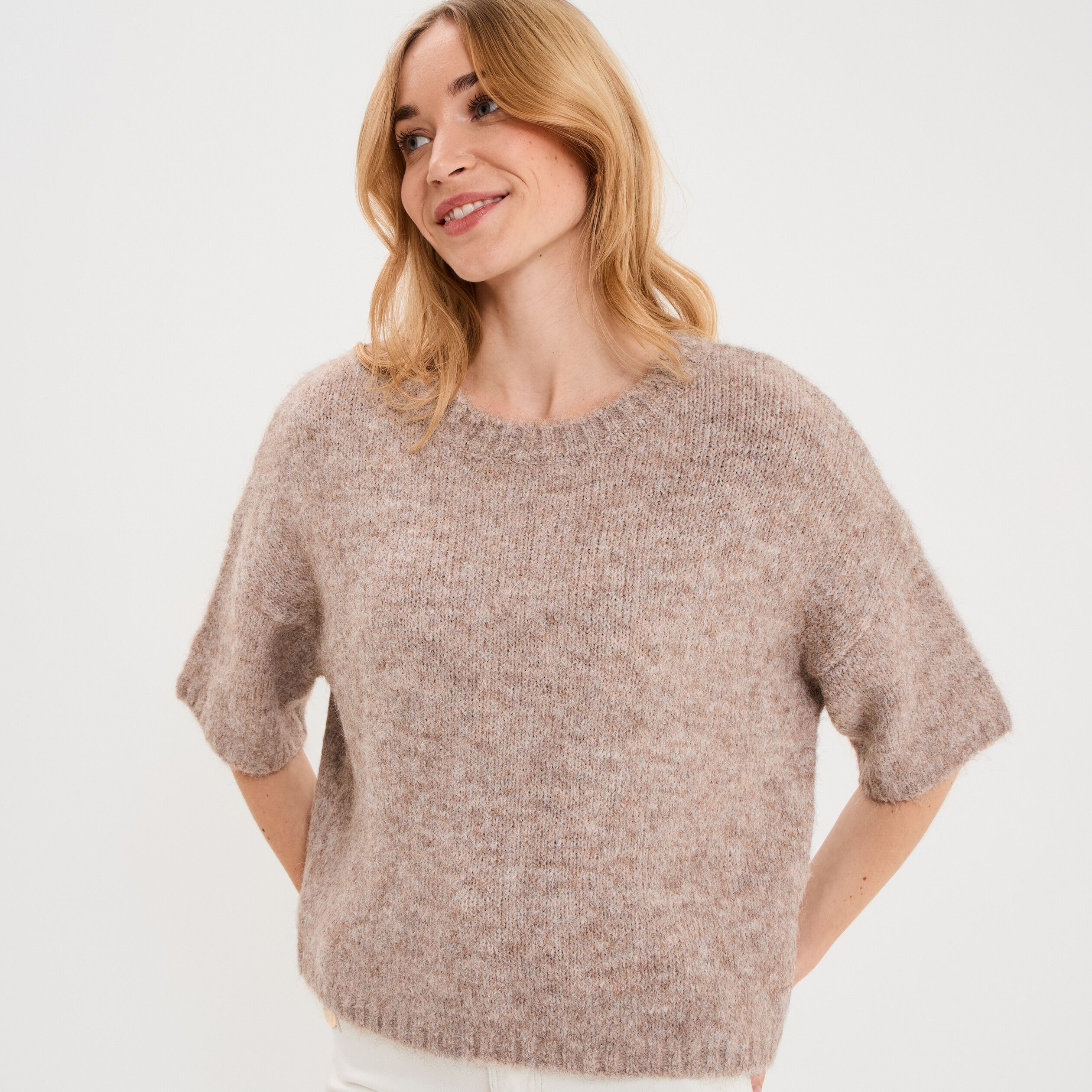 Pull Esprit Manches Courtes Beige - Taille M - Occasion Très Bon état