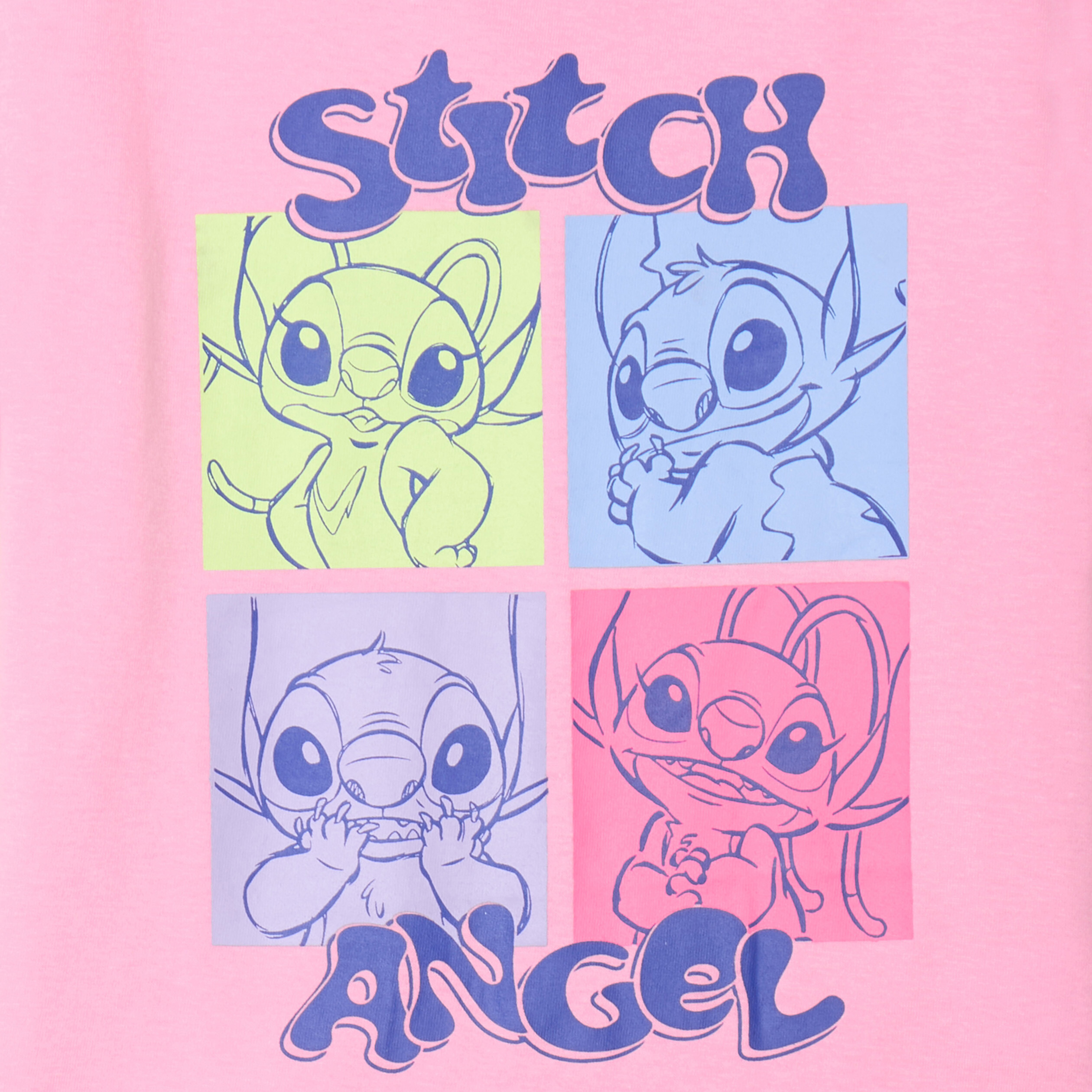 t shirt manches courtes coton stitch rose fille T-shirt manches courtes coton Stitch rose fille