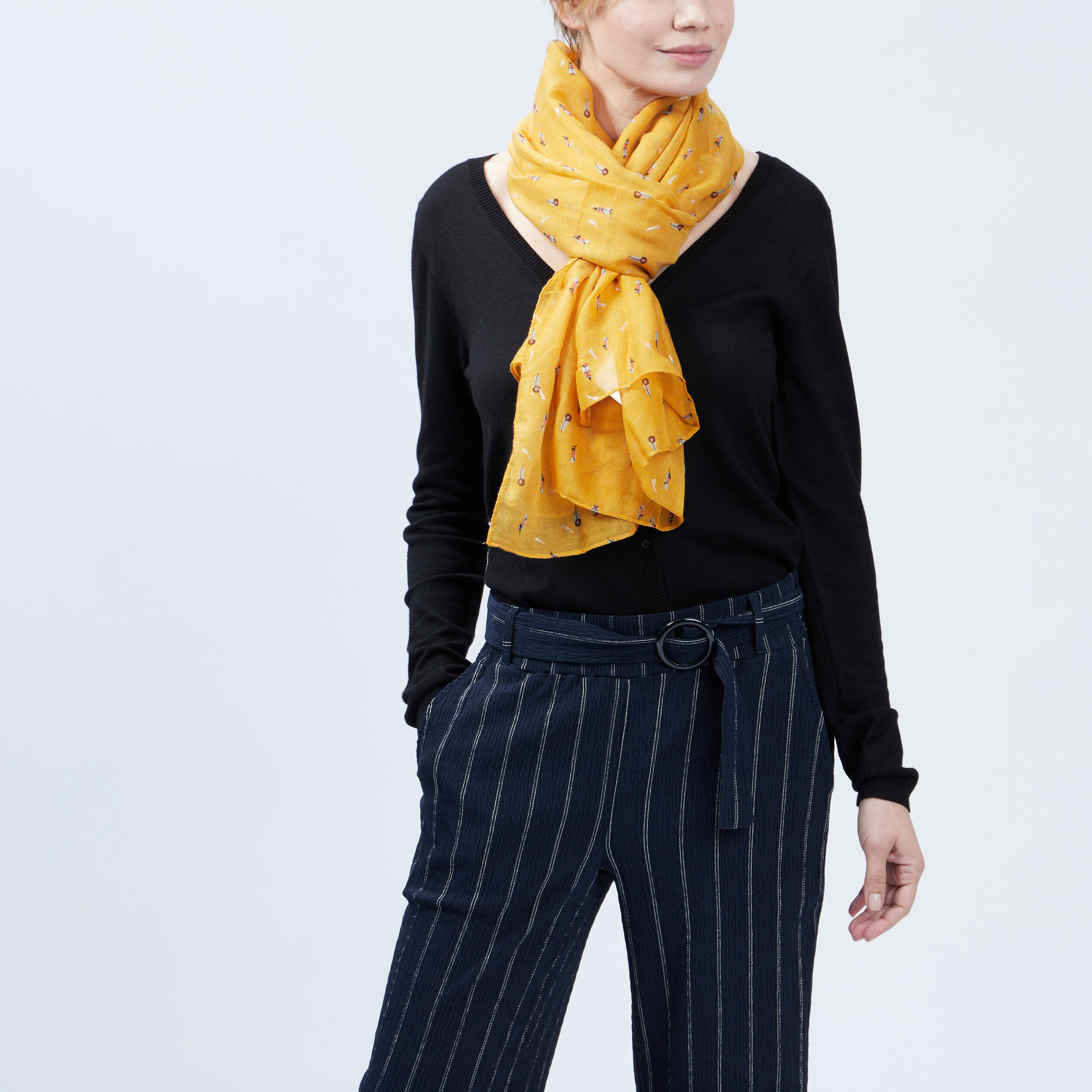 Foulard jaune moutarde femme