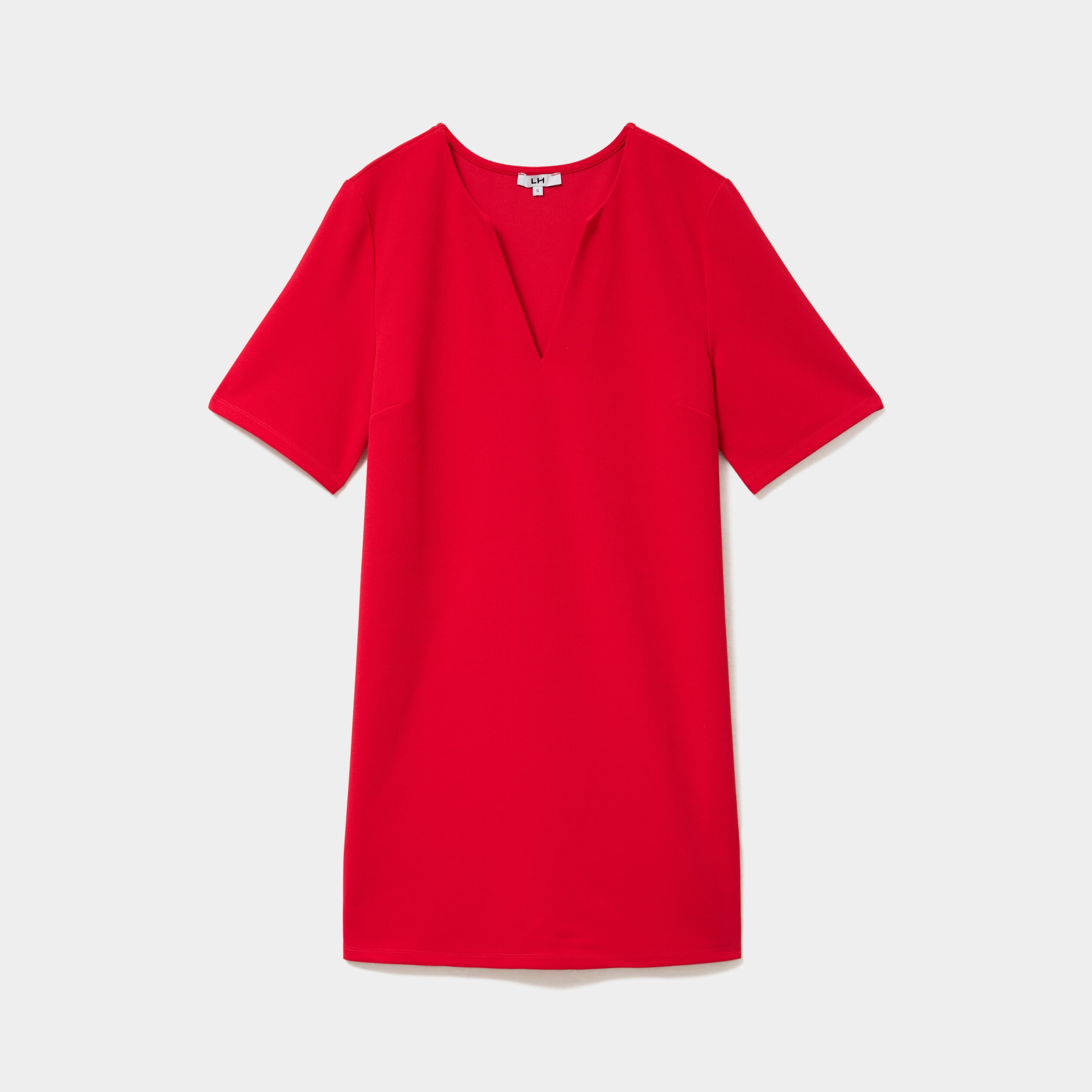 Robe courte col en V manches courtes rouge femme