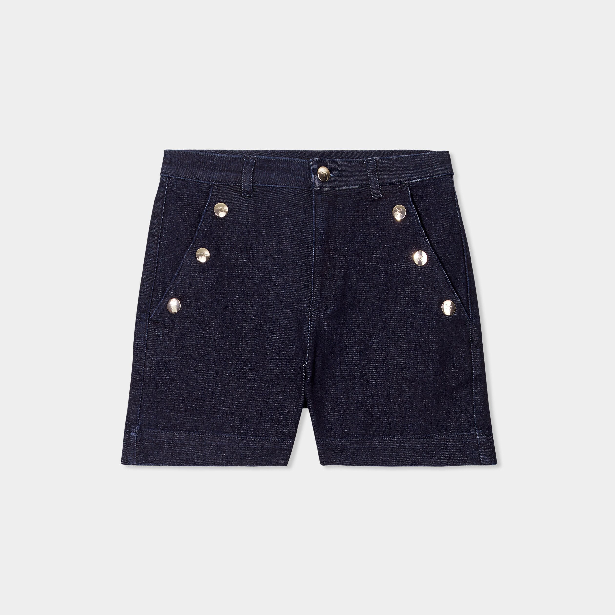 short en jean poches a pont denim brut femme Short en jean poches à pont denim brut femme