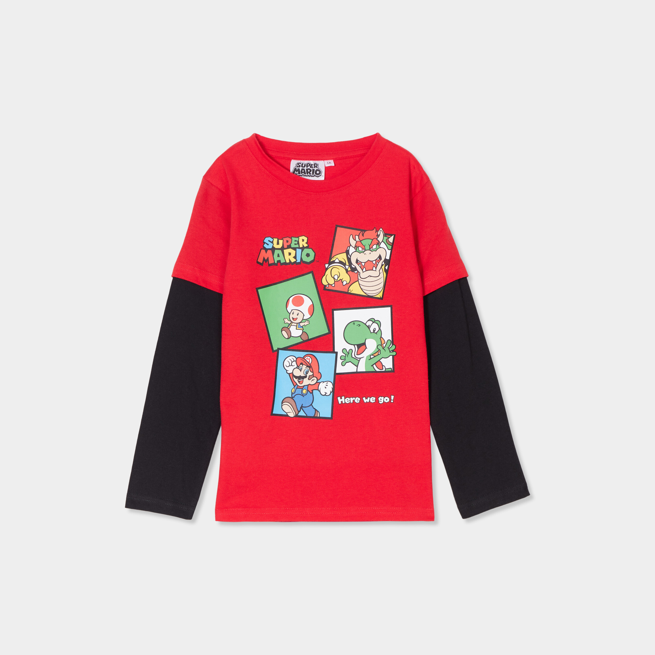 t shirt manches longues super mario rouge garcon T-shirt manches longues Super Mario rouge garçon