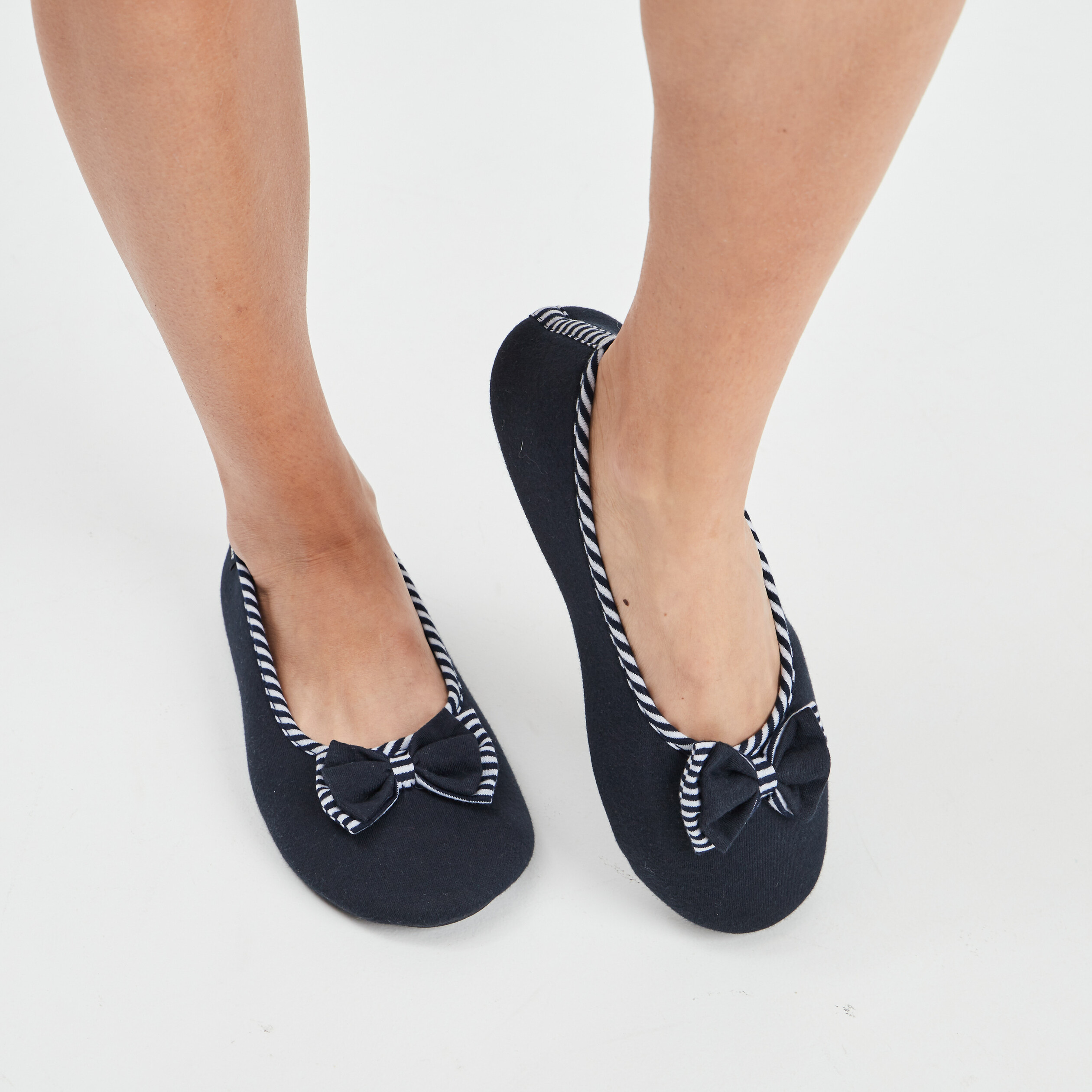 Chaussons ballerines Isotoner bleu marine femme