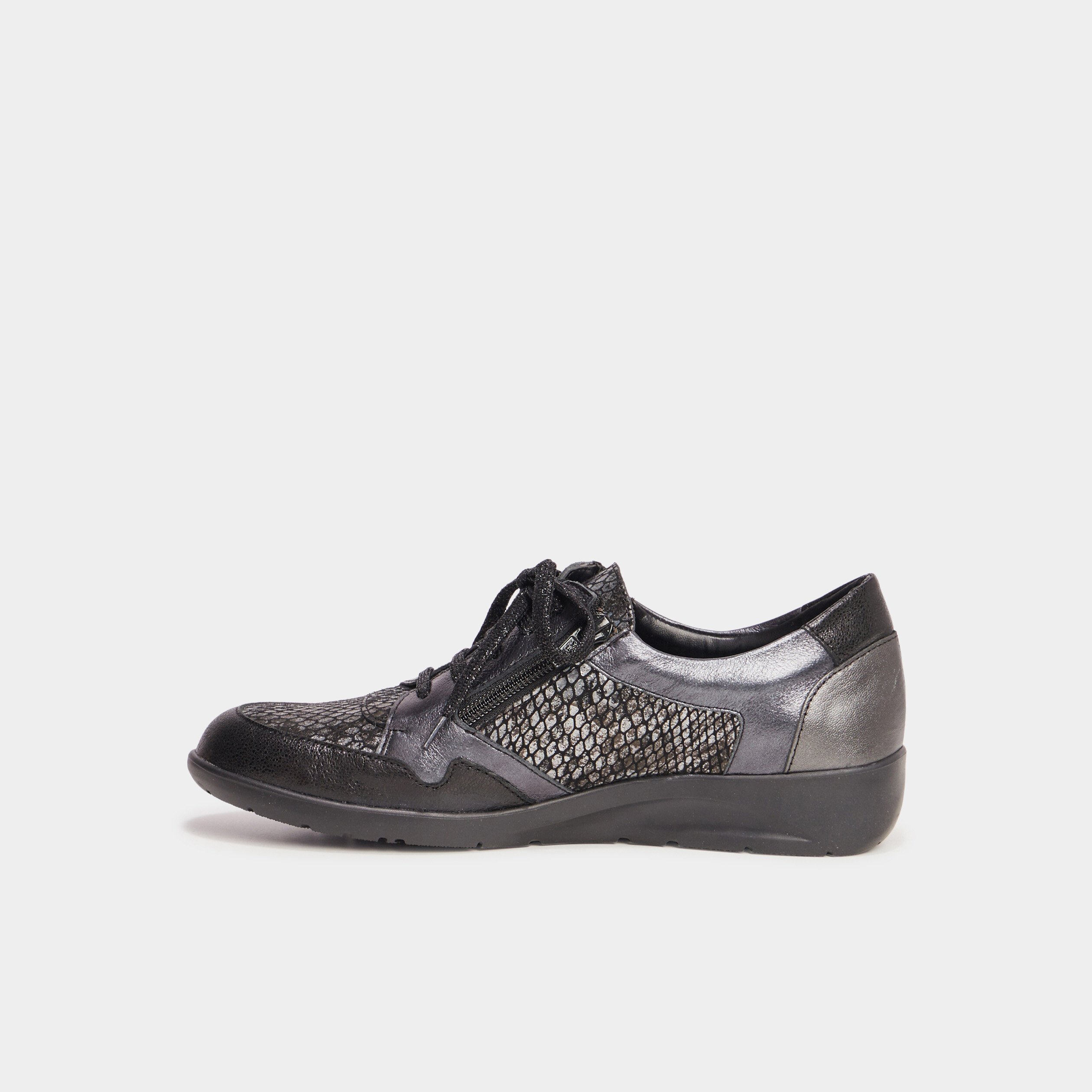 Derbies compensees en cuir Confortissimo noir femme