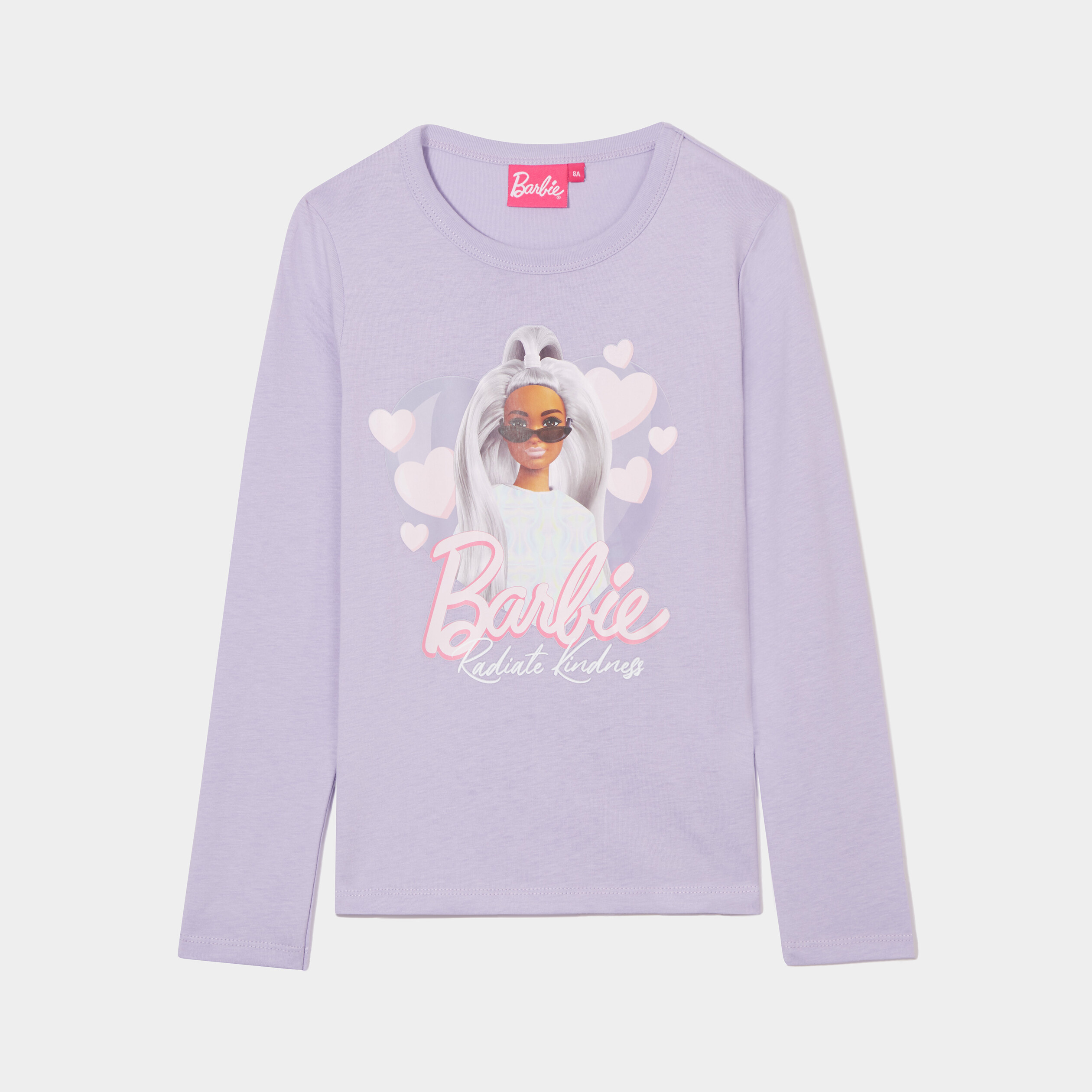 t shirt col rond manches longues barbie parme fille T-shirt col rond manches longues Barbie parme fille