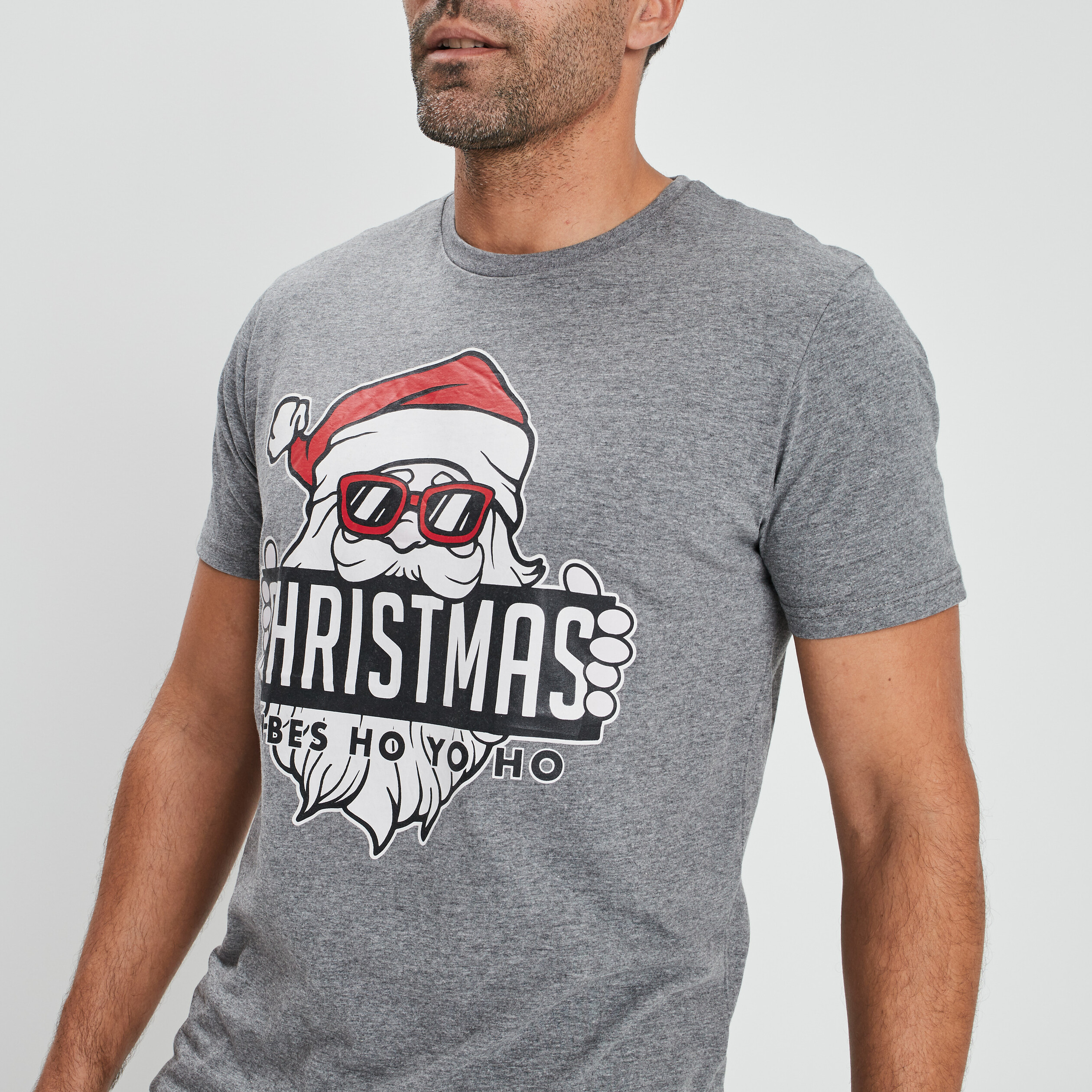 T-shirt de Noël manches courtes gris homme