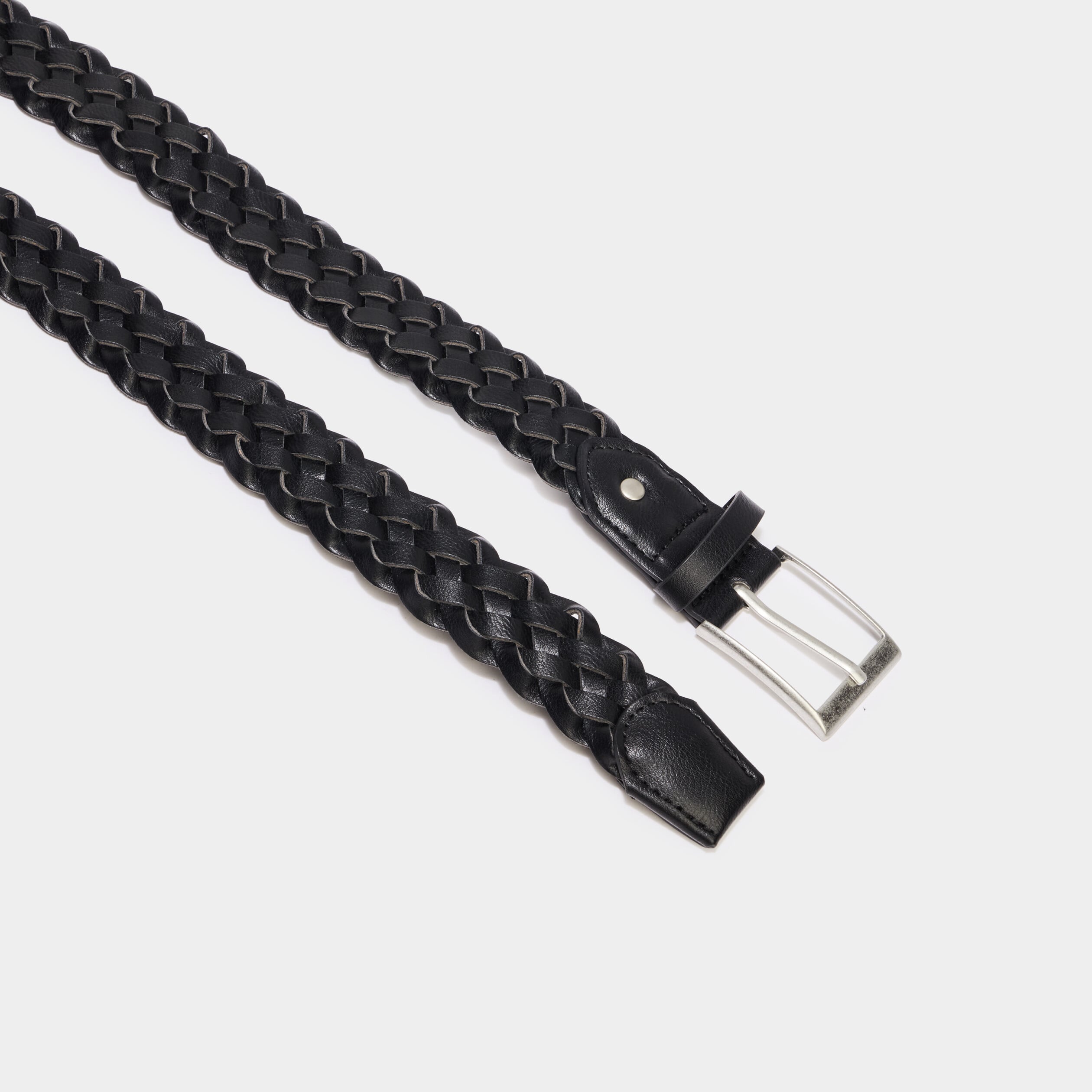 Ceinture tress&eacute;e noir homme