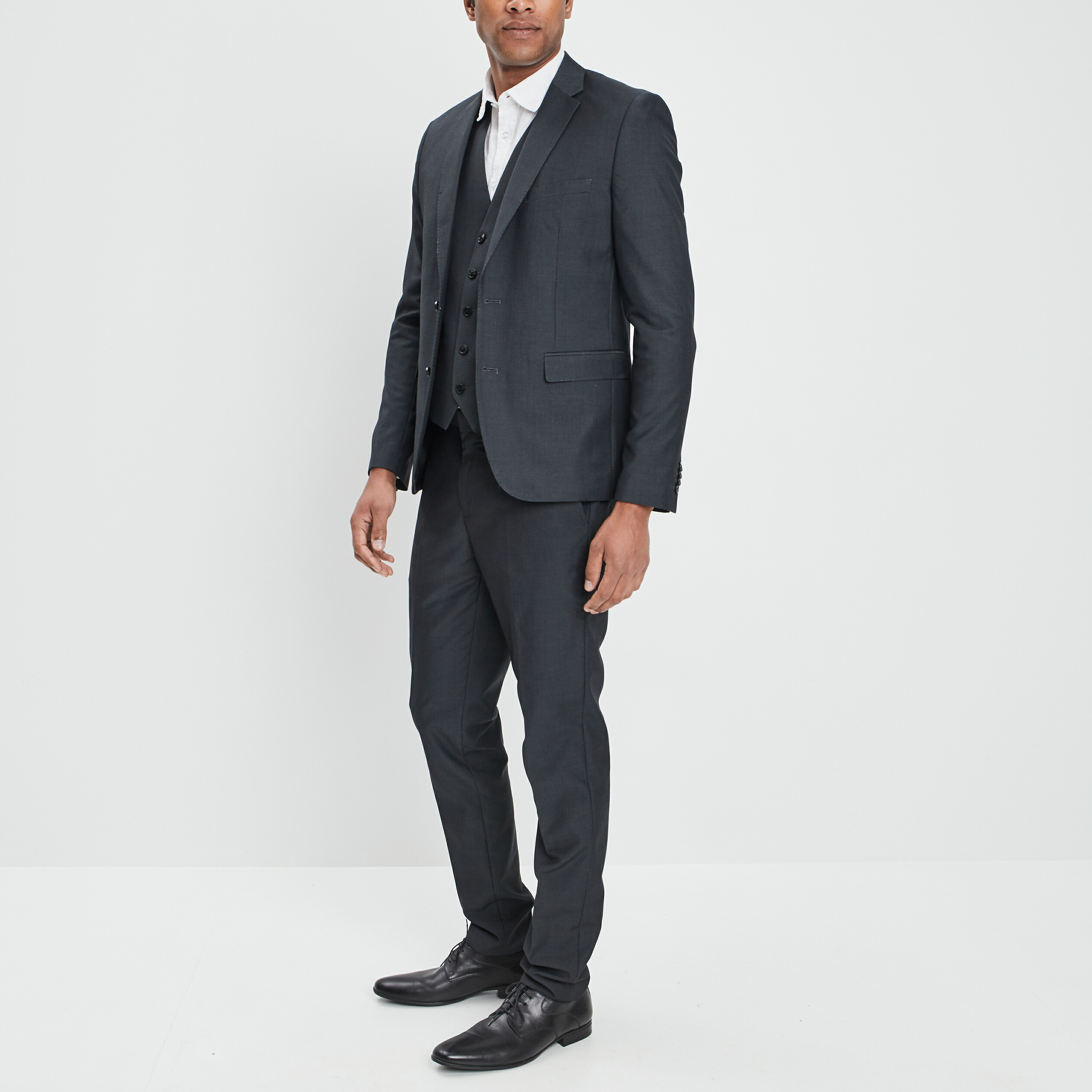 veste ajustee boutonnee gris fonce homme Veste ajustée boutonnée gris foncé homme
