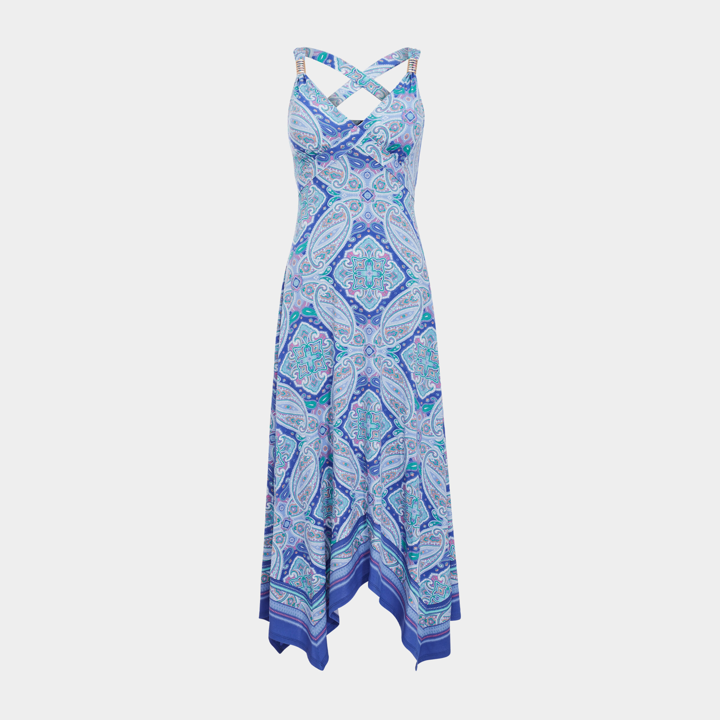 robe longue evasee asymetrique bleu femme Robe longue évasée asymétrique bleu femme