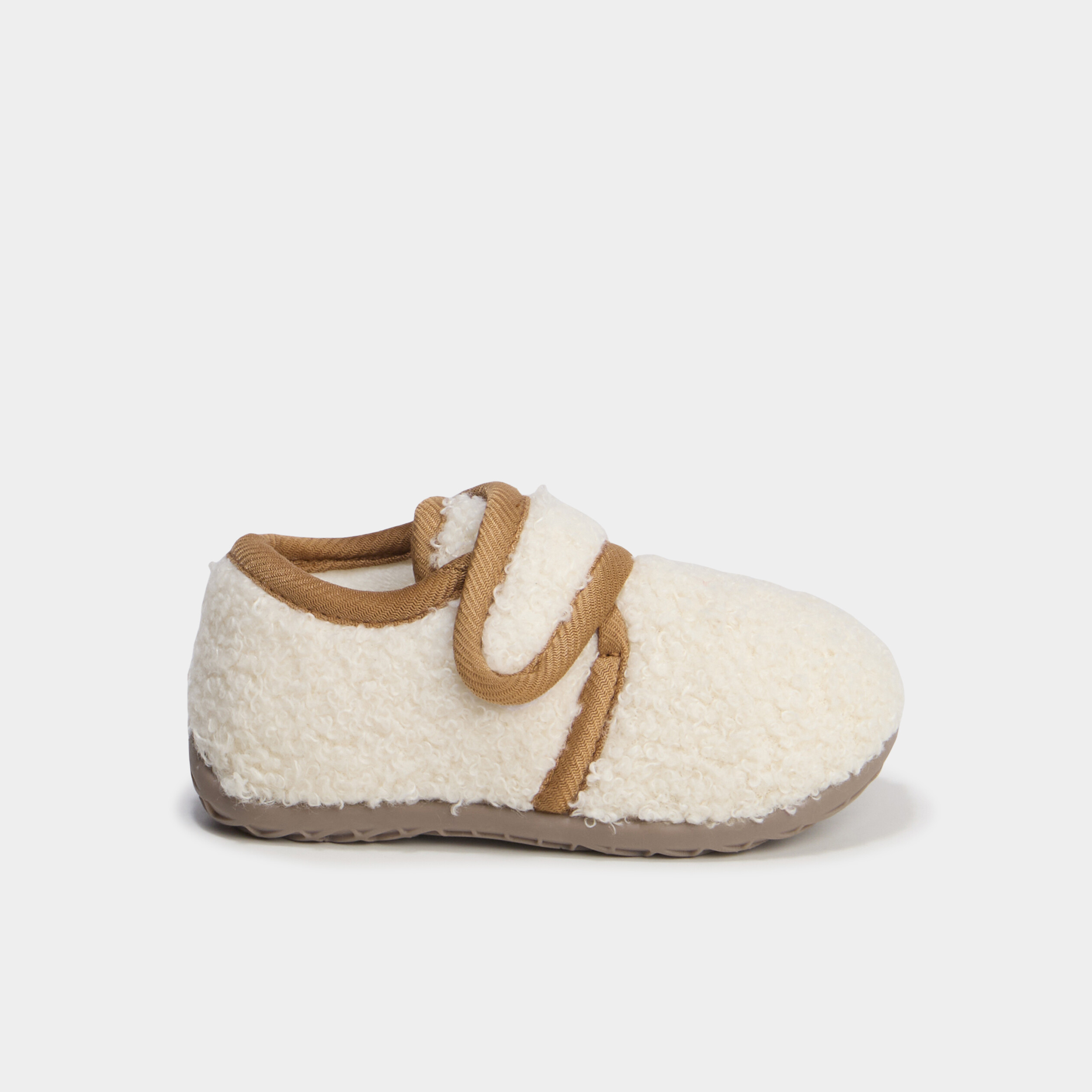 Chaussons bottillons effet polaire sable b&eacute;b&eacute; gar&ccedil;on