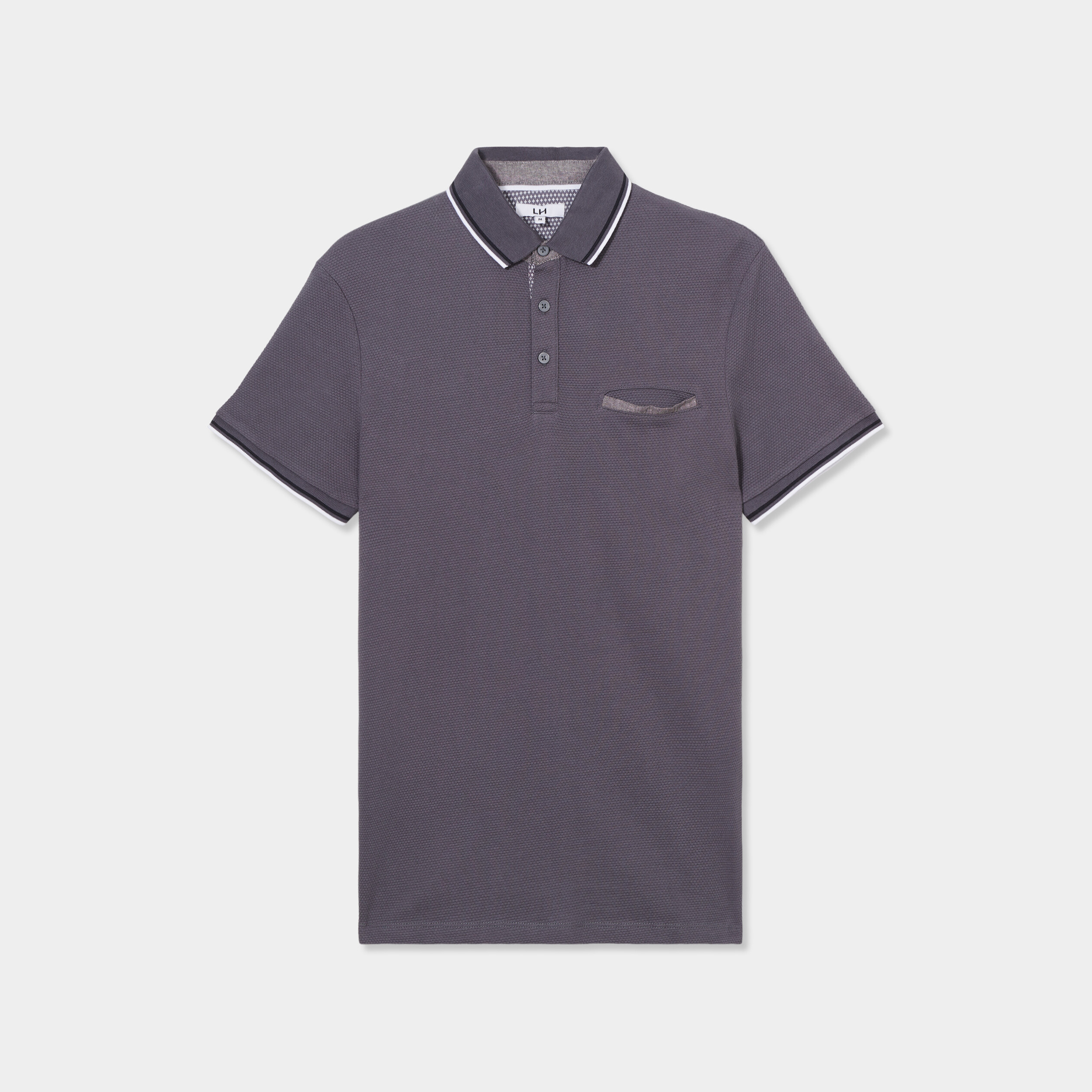 polo manches courtes 1 poche coton gris fonce homme Polo manches courtes 1 poche coton gris foncé homme