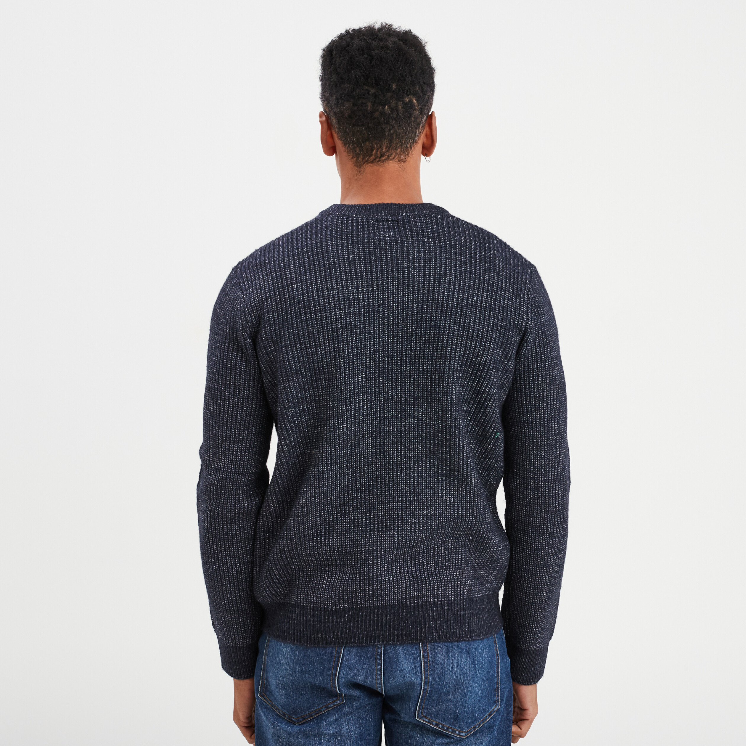 pull col rond a manches longues bleu fonce homme Pull col rond à manches longues bleu foncé homme