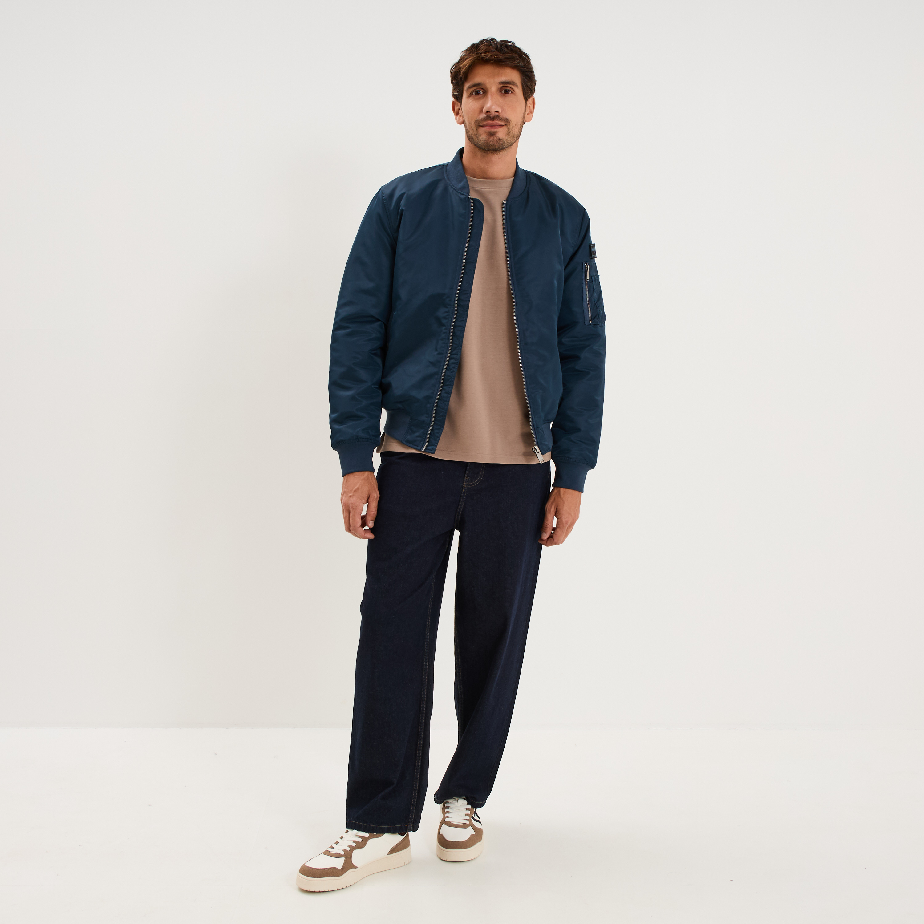 Blouson bomber d&eacute;perlant Liberto bleu marine homme