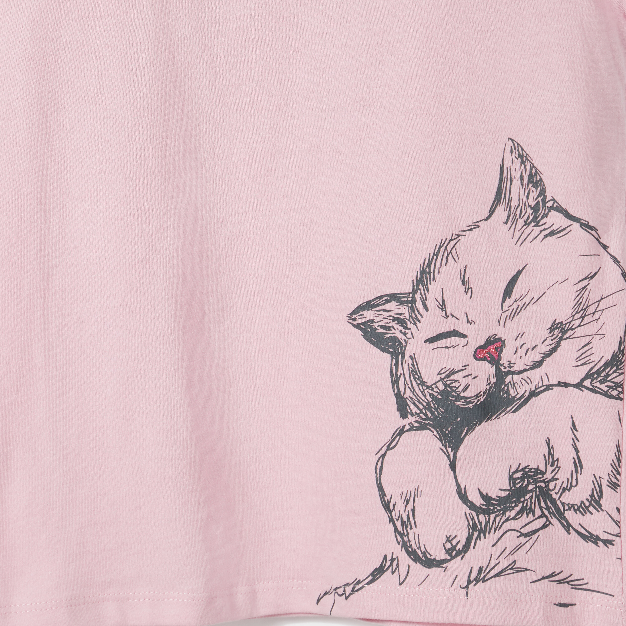 T-shirt manches courtes rose pastel fille
