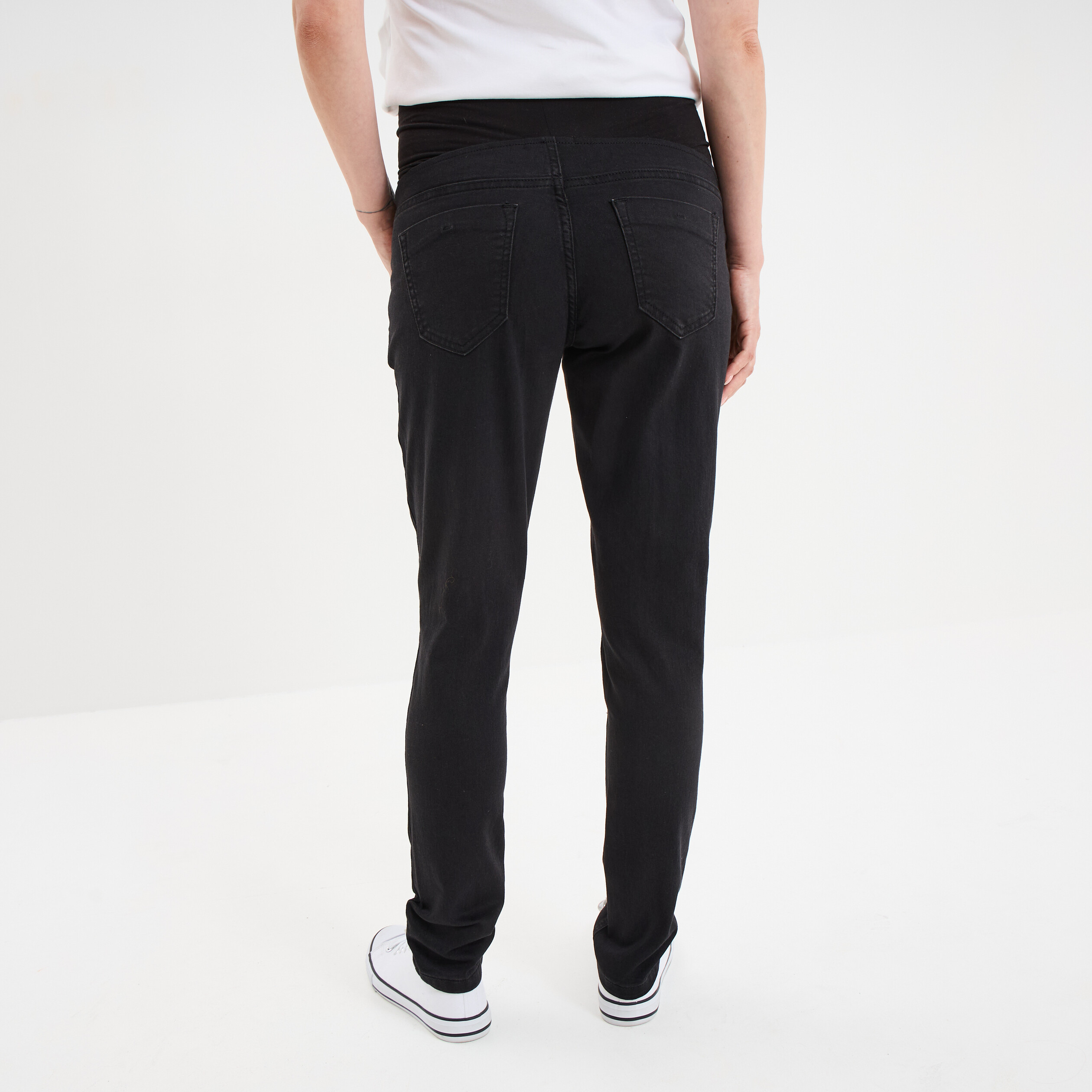 Jegging grossesse confort avec bandeau denim noir femme maternité