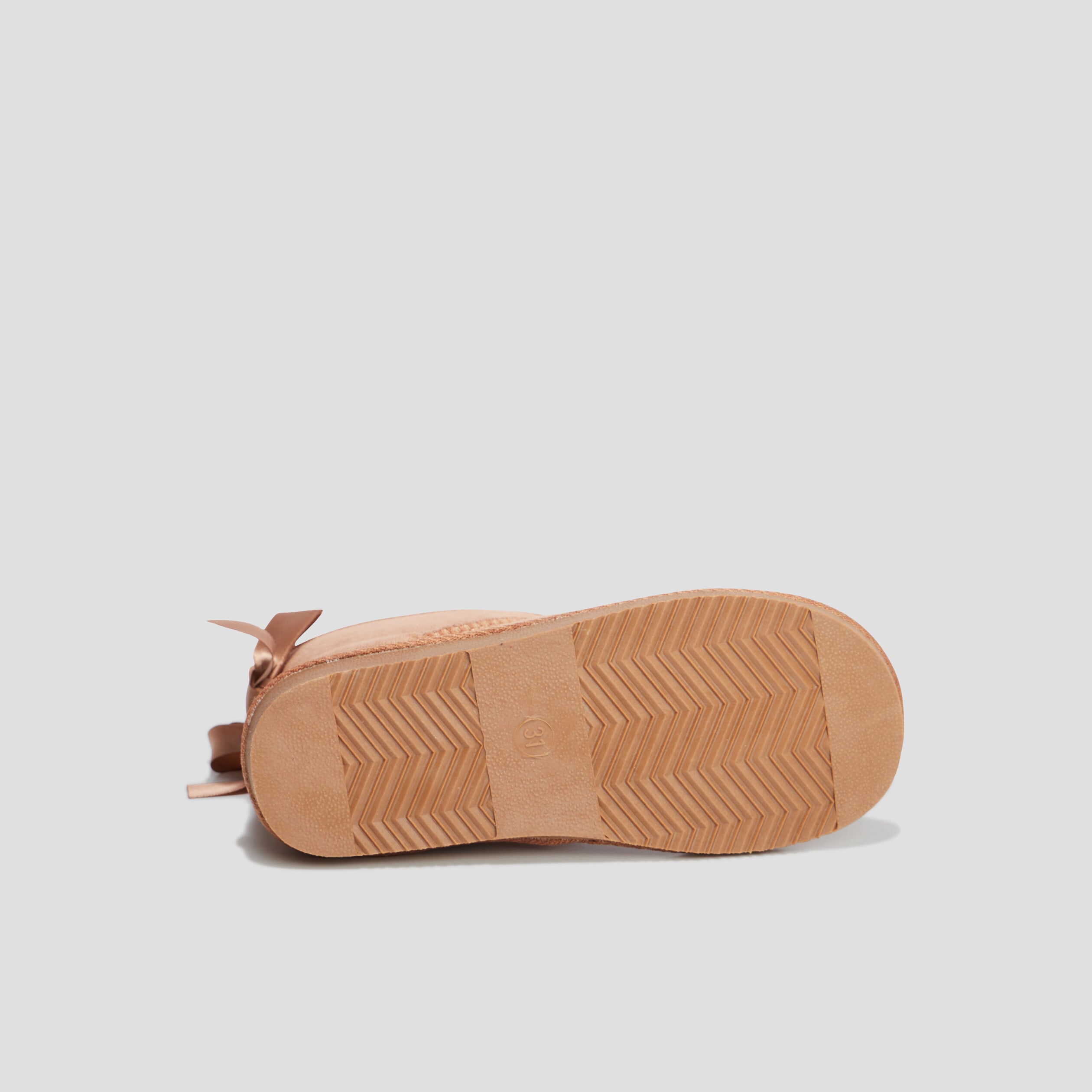 Bottines fourr&eacute;es noeud effet satin camel fille
