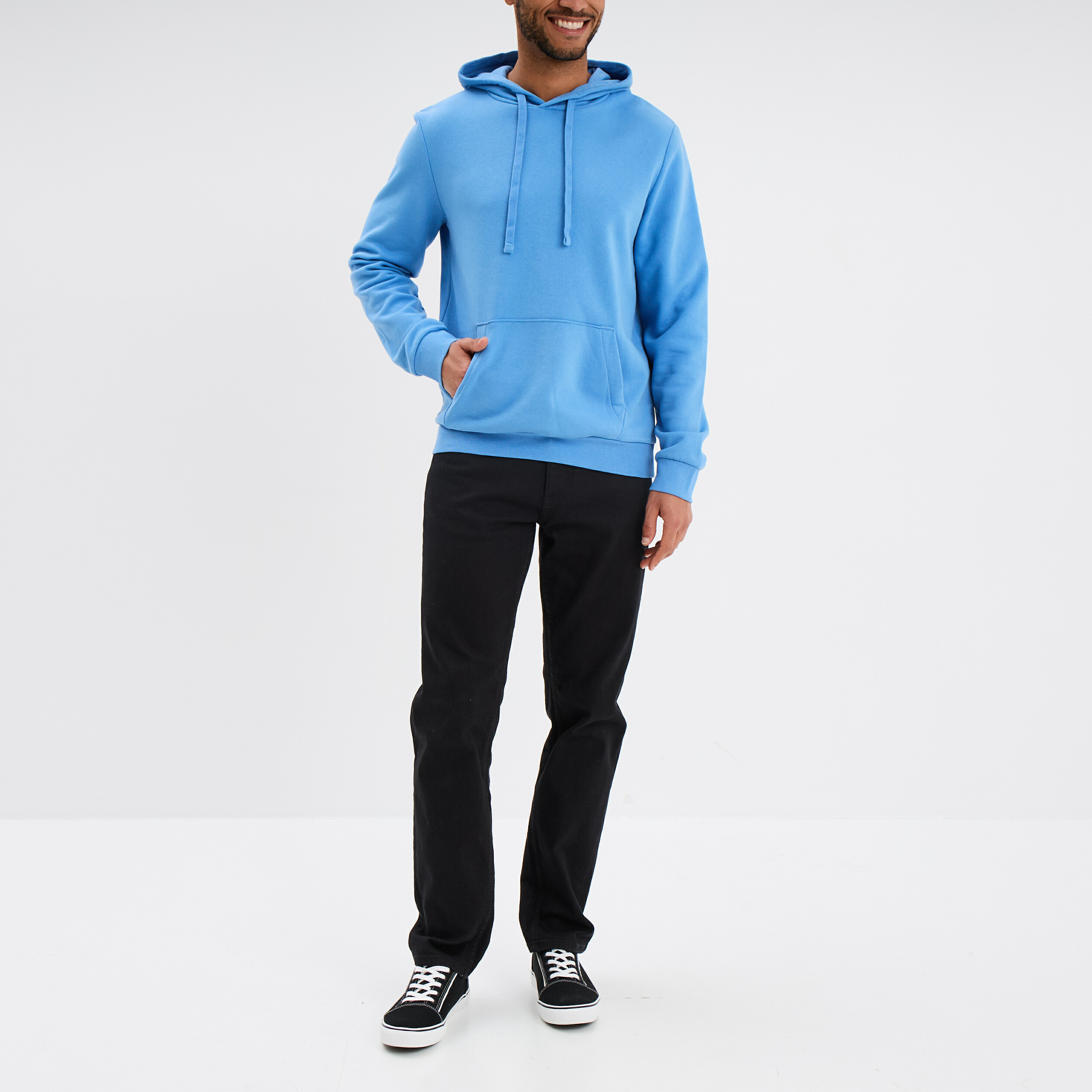 Sweat molleton &agrave; capuche hoodie bleu homme