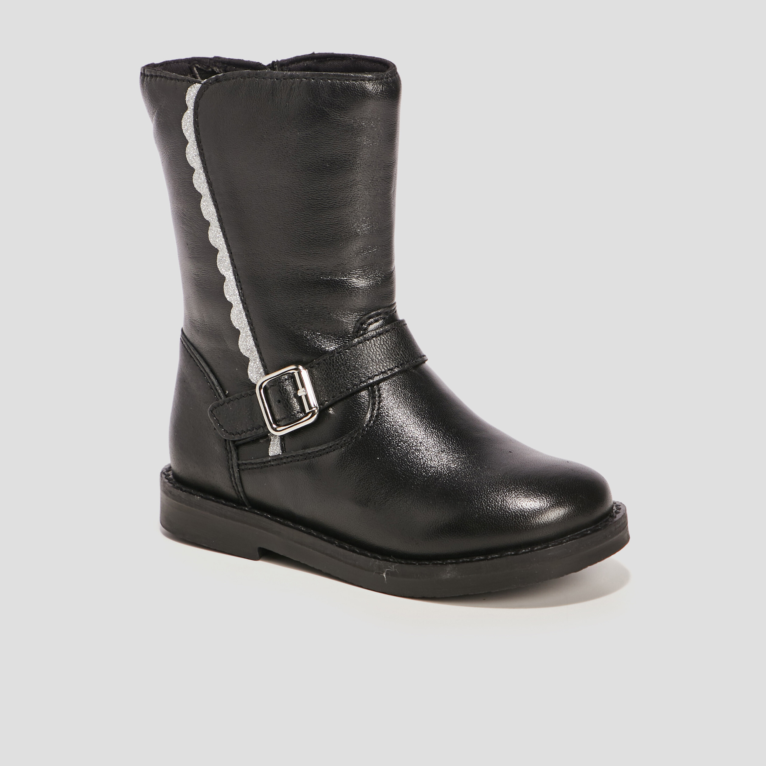 bottes zippees en cuir noir fille Bottes zippées en cuir noir fille