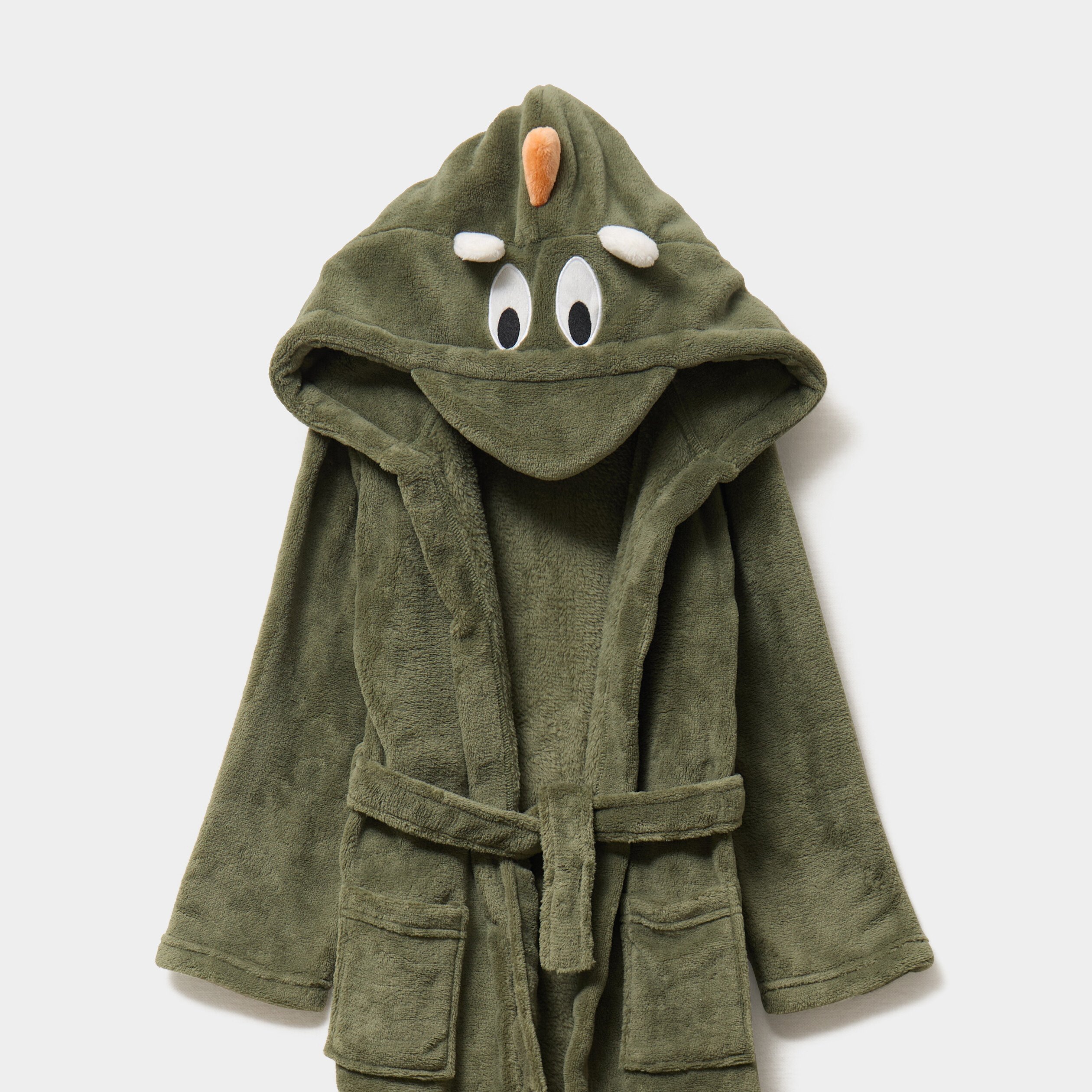 peignoir a capuche effet polaire vert kaki garcon Peignoir à capuche effet polaire vert kaki garçon