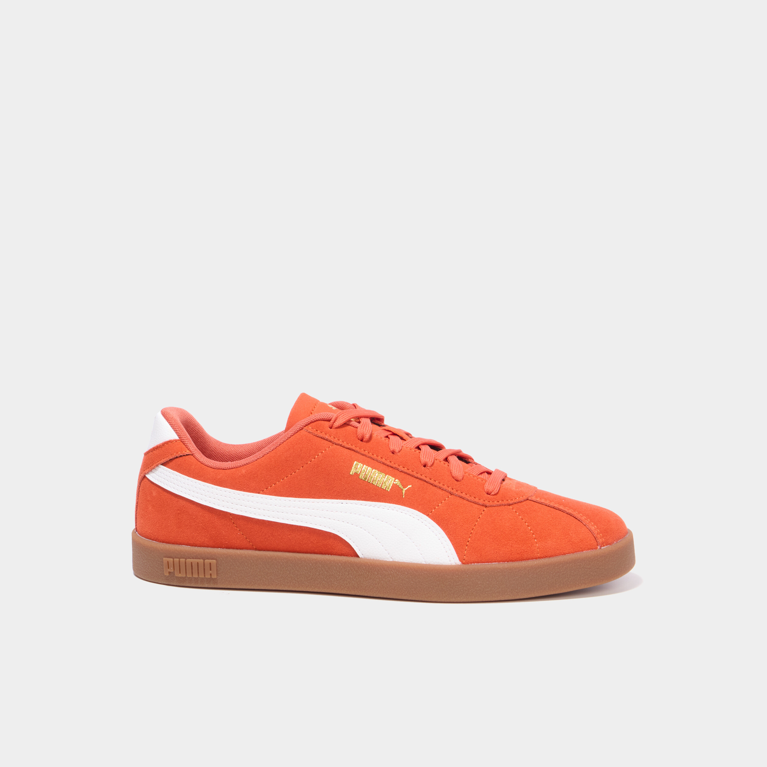 Tennis basses &agrave; lacets en cuir Puma Club orange fonc&eacute; homme