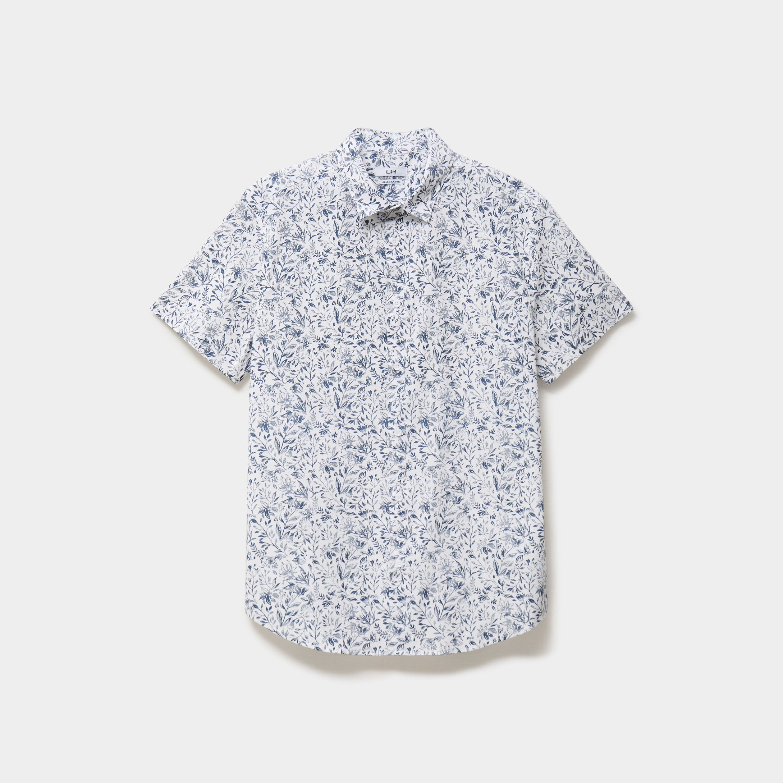 Chemise manches courtes coton bleu homme