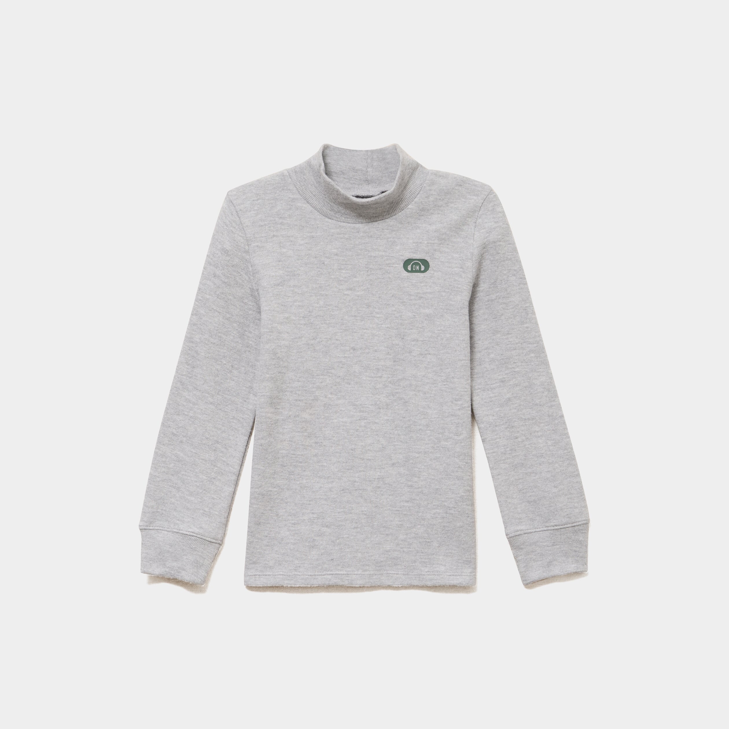 T-shirt col montant manches longues gris clair gar&ccedil;on