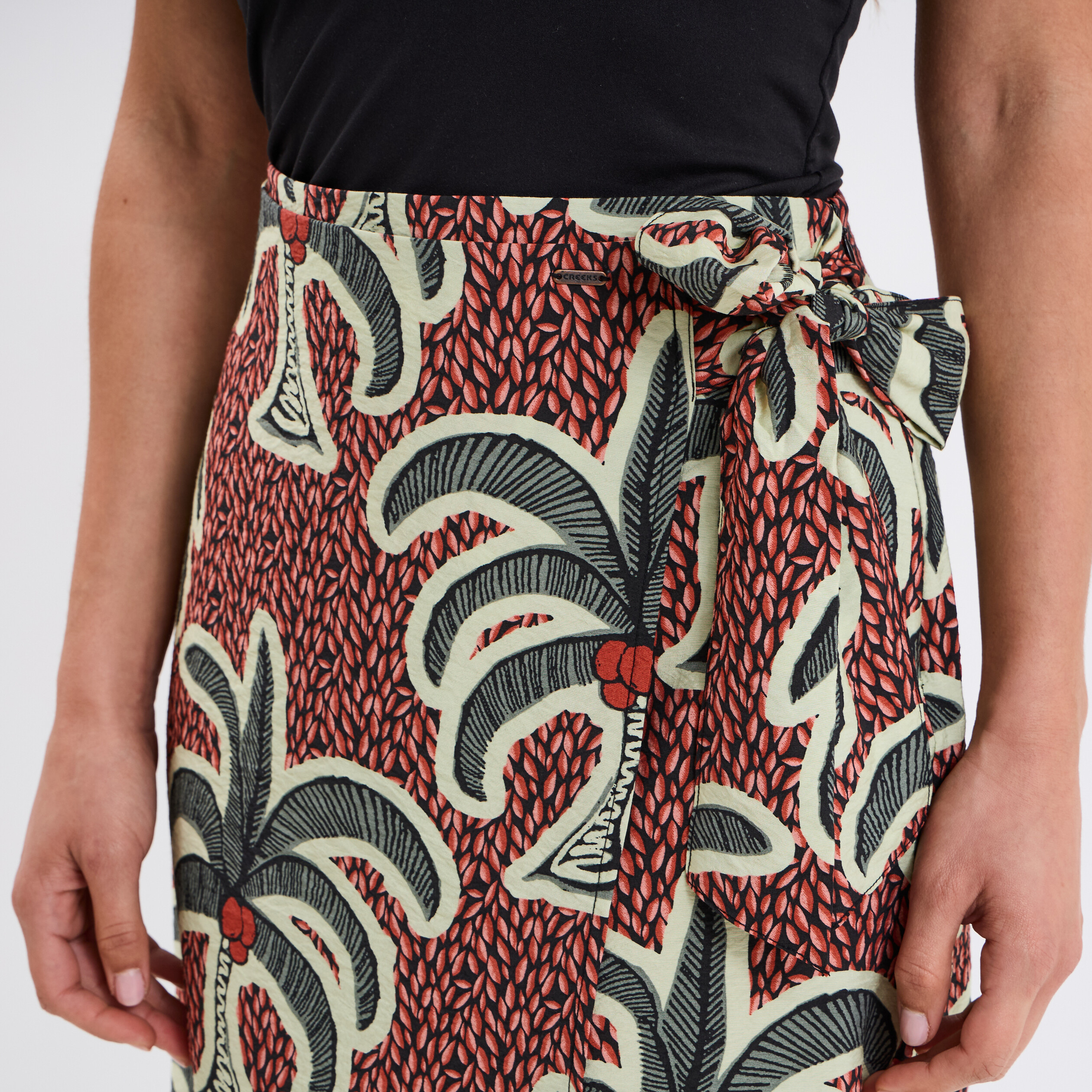 Jupe longue fluide portefeuille bordeaux femme