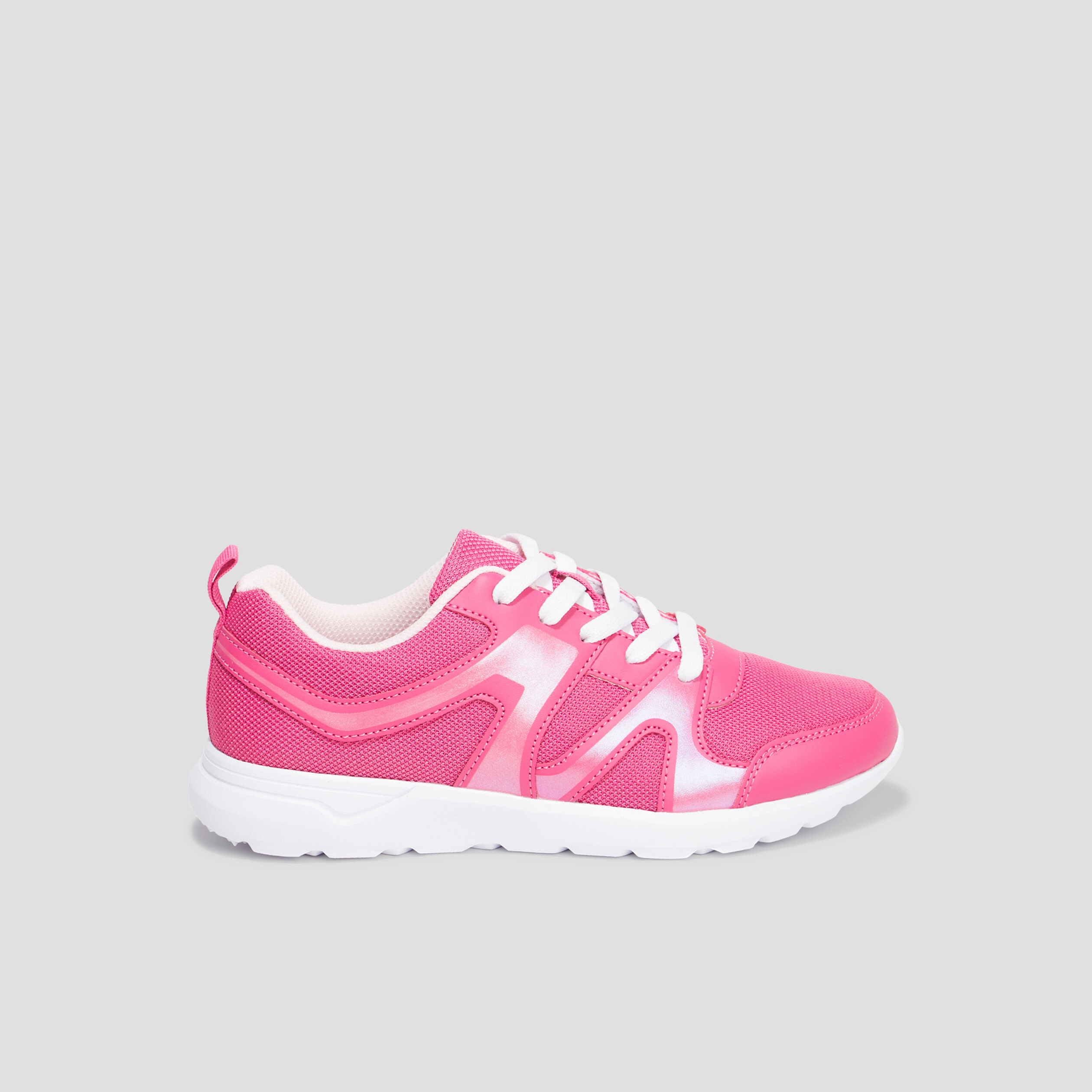 Baskets running à lacets rose fille