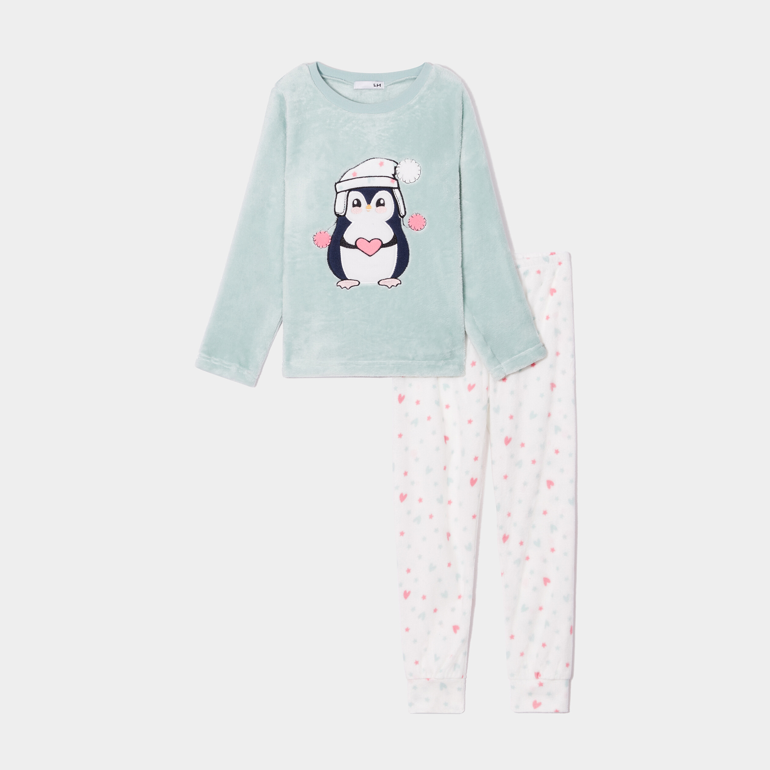 ensemble pyjama pantalon pilou bleu gris fille Ensemble pyjama pantalon pilou bleu gris fille