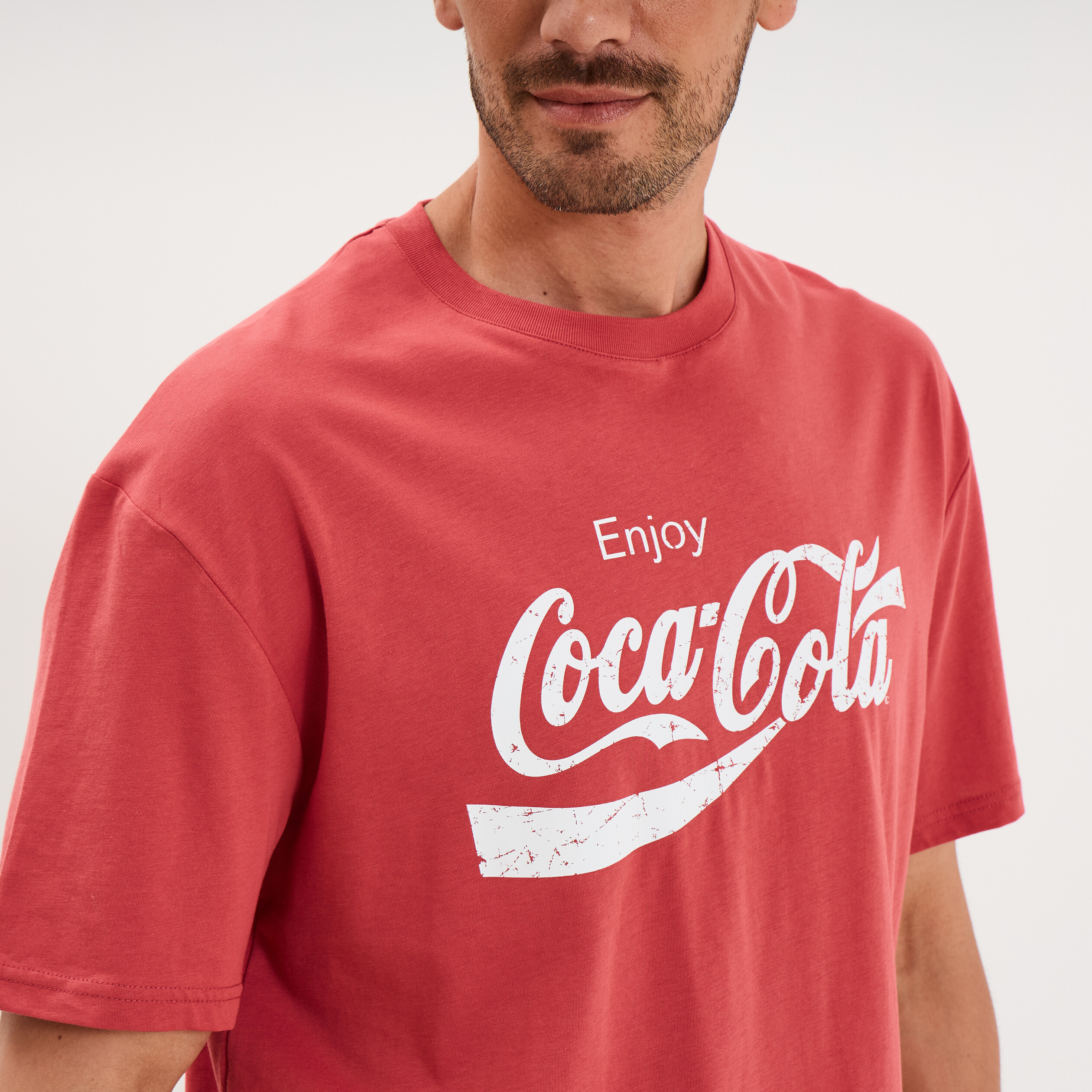 T-shirt manches courtes coton Coca-Cola rouge homme