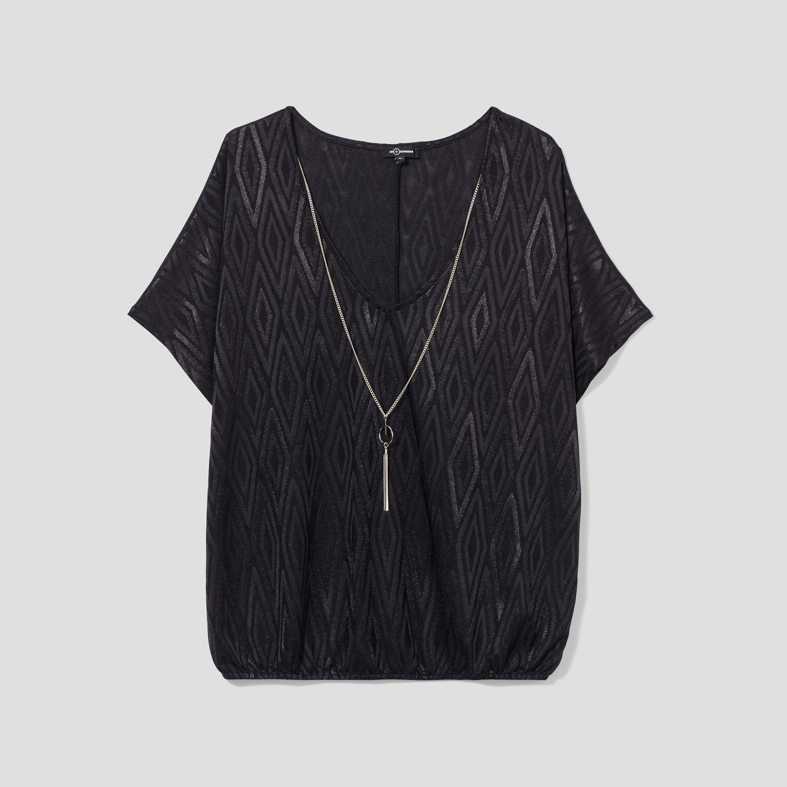t shirt col en v bijou mosquitos noir femme T-shirt col en V bijou Mosquitos noir femme