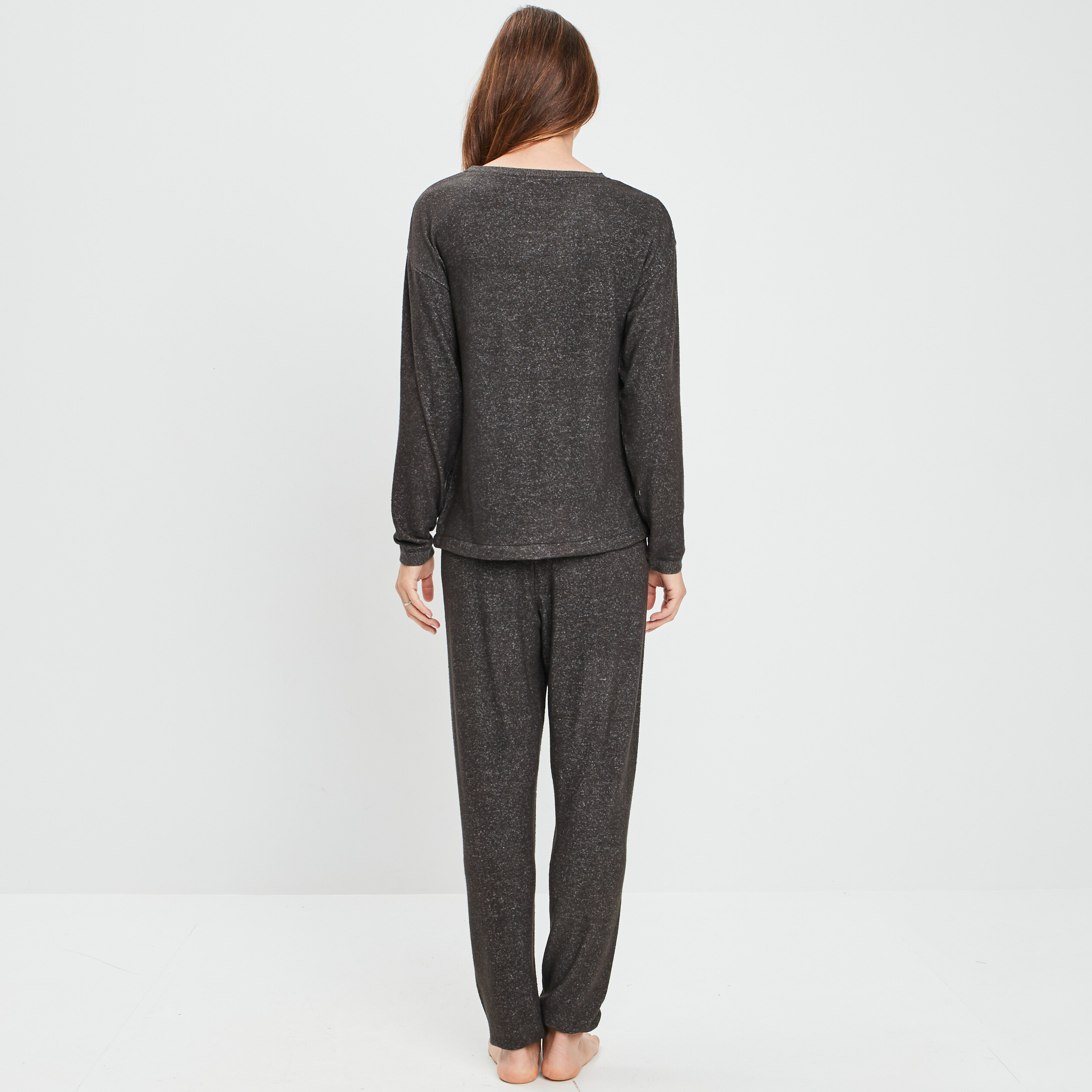 Ensemble pyjama 2 pièces gris foncé femme