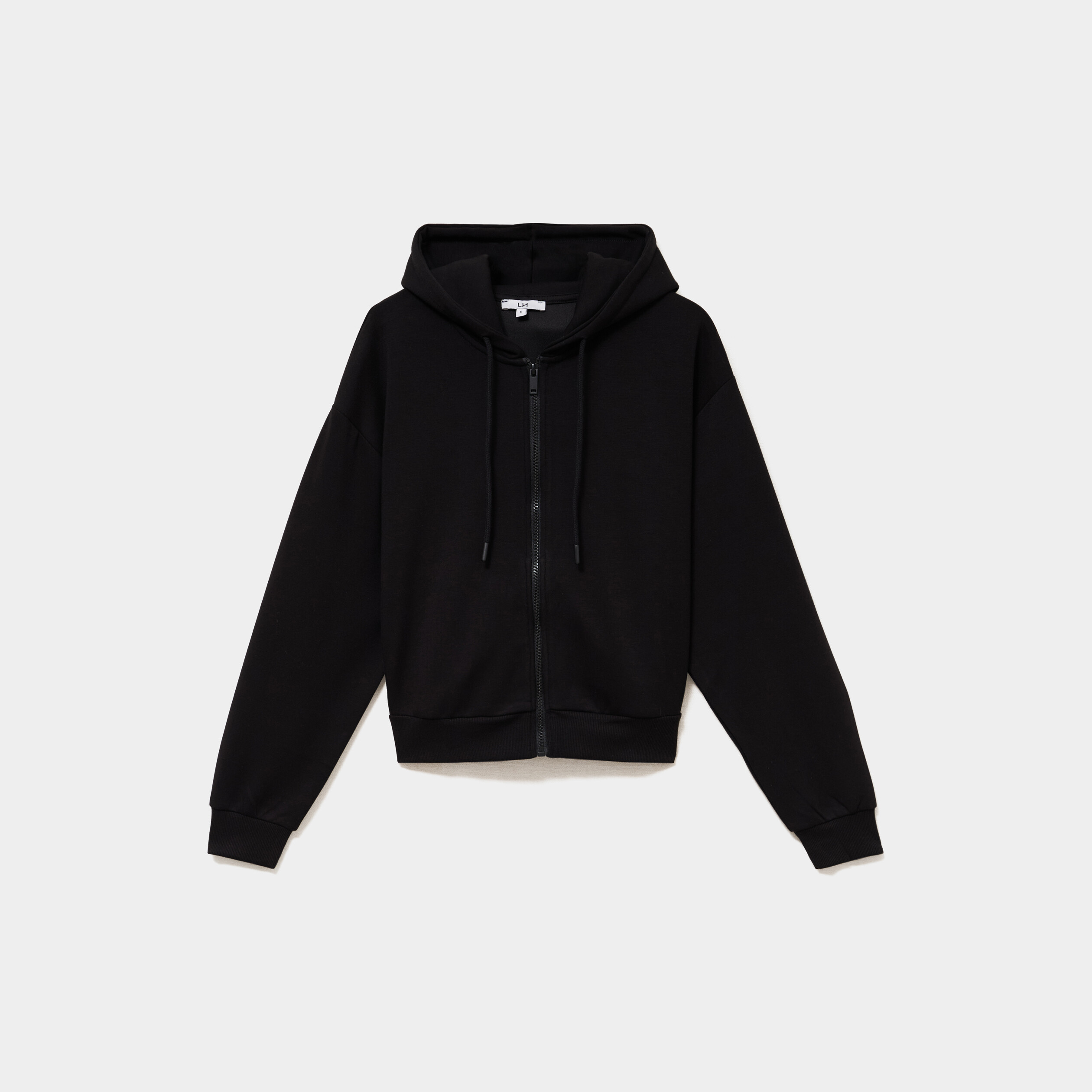 Sweat zipp&eacute; &agrave; capuche noir femme