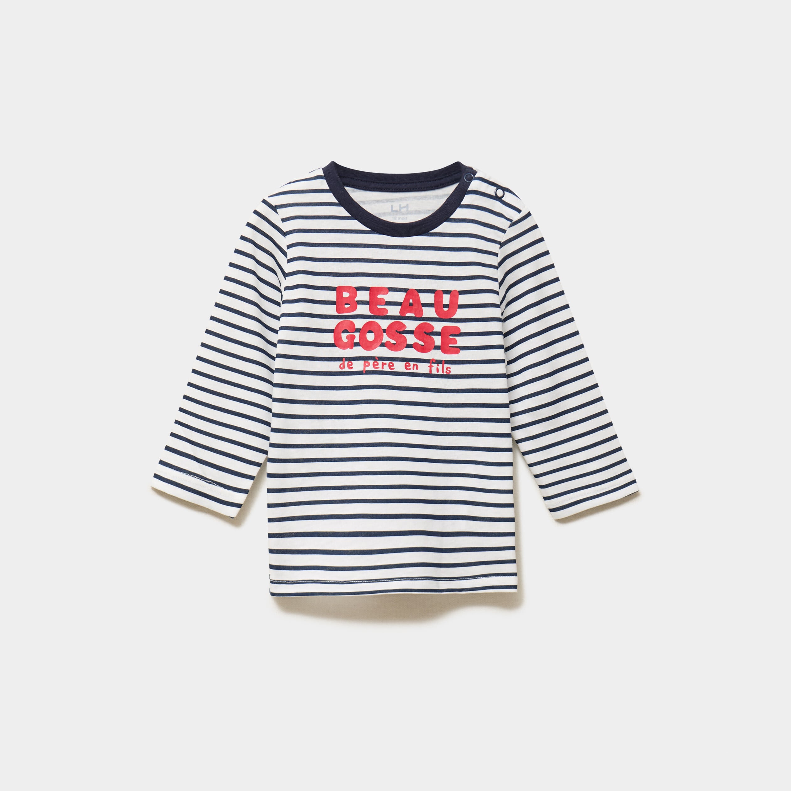T-shirt manches longues col rond coton ecru b&eacute;b&eacute; gar&ccedil;on