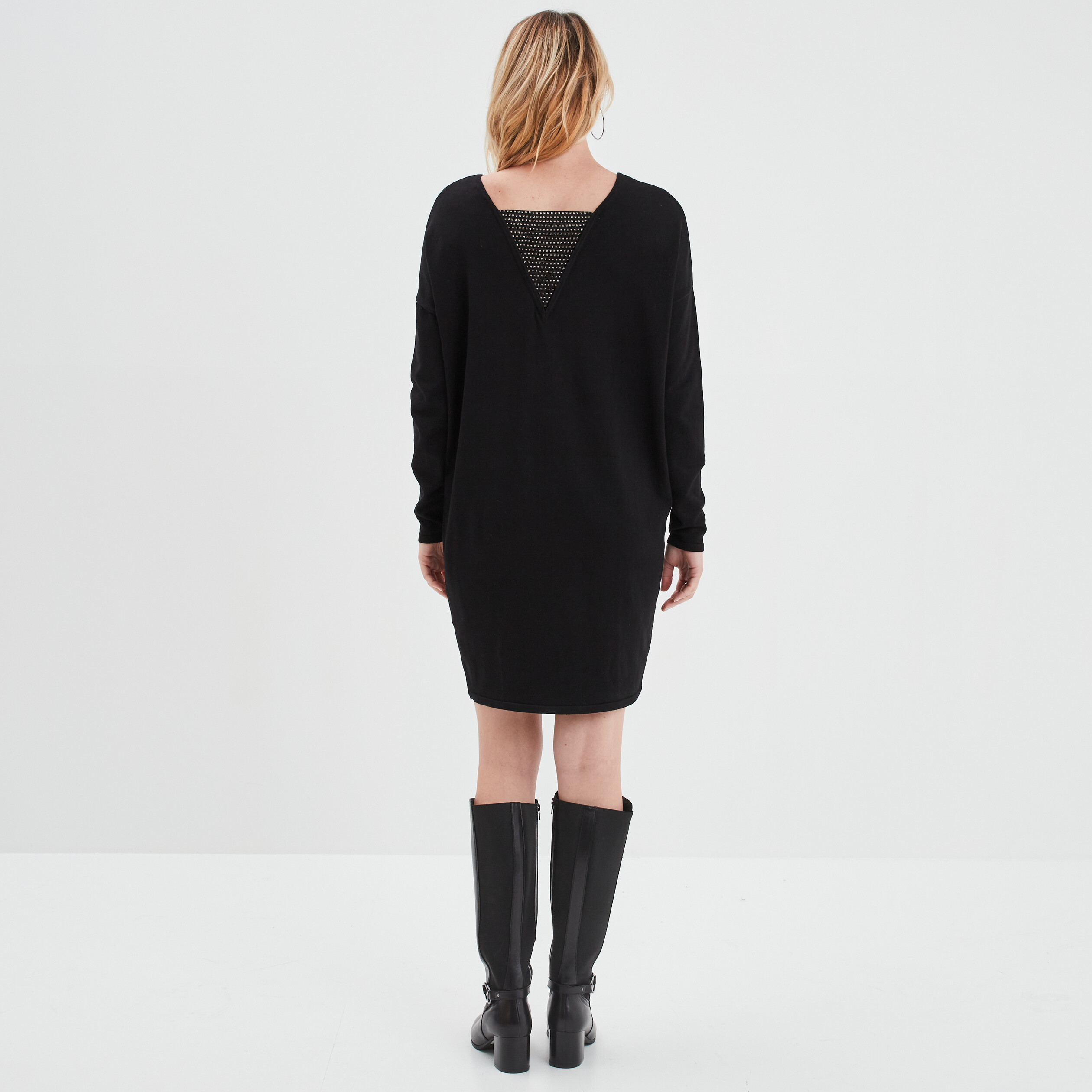 robe pull manches chauves souris noir femme Robe pull manches chauves-souris noir femme
