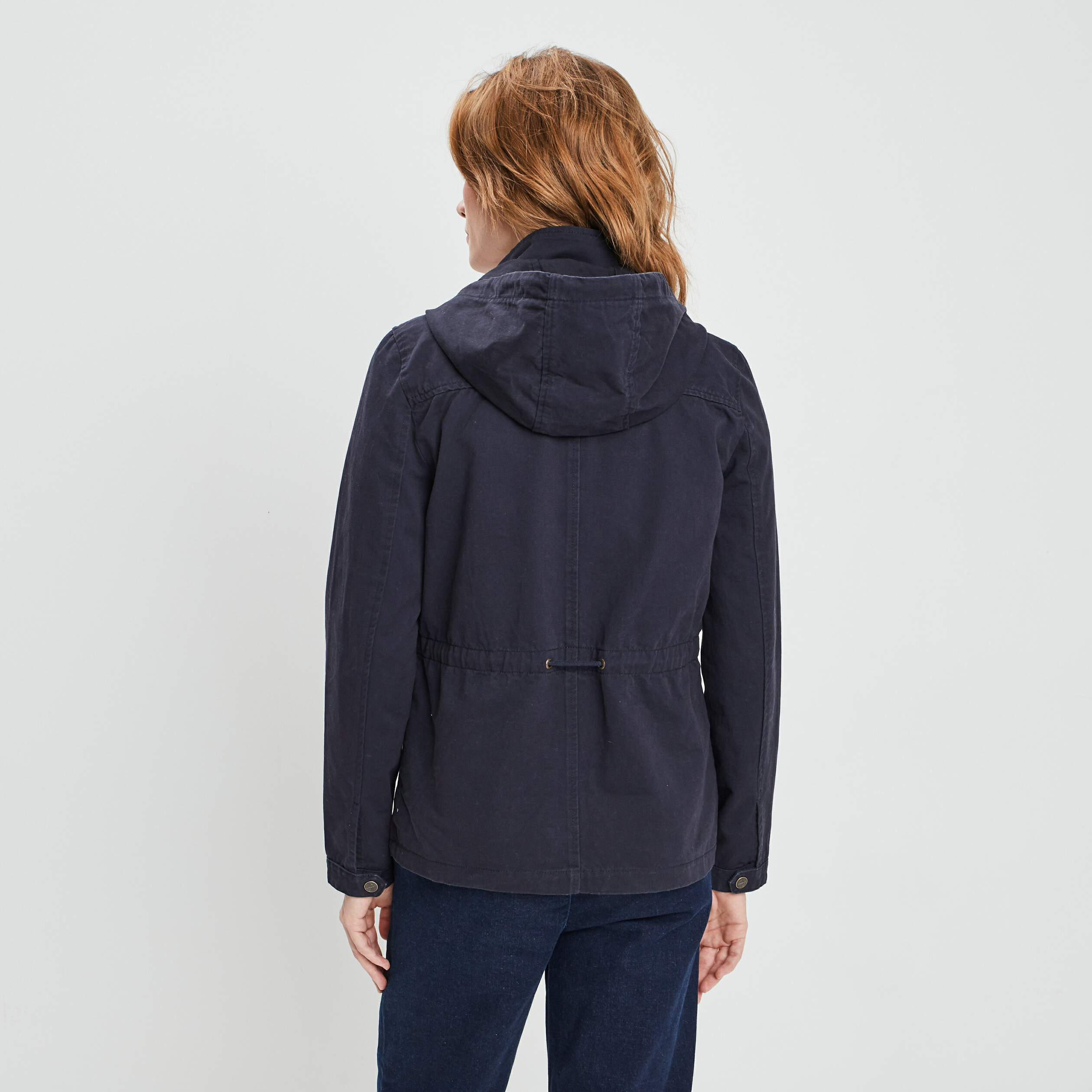 blouson droit a capuche bleu marine femme Blouson droit à capuche bleu marine femme