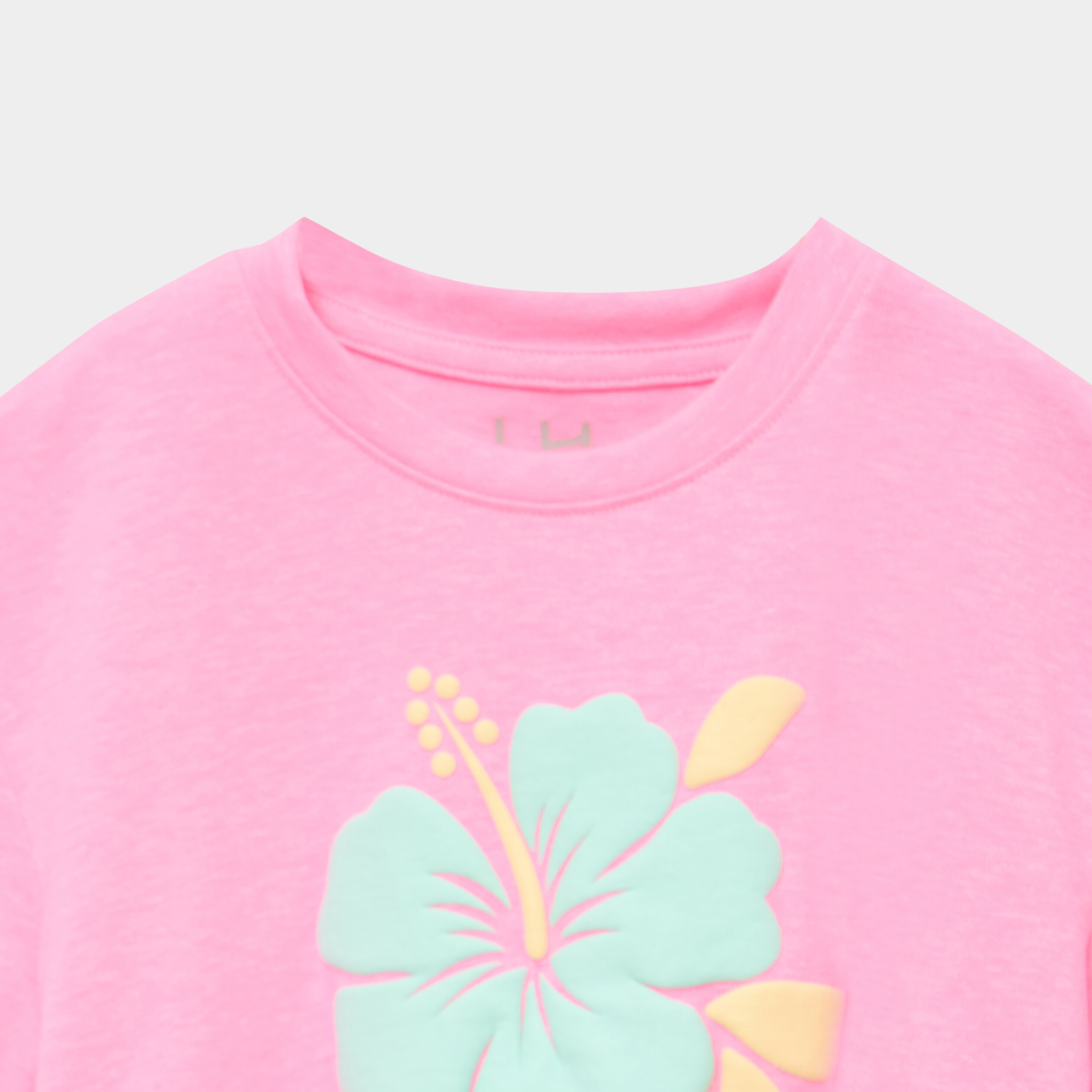 T-shirt nou&eacute; manches courtes rose fluo fille