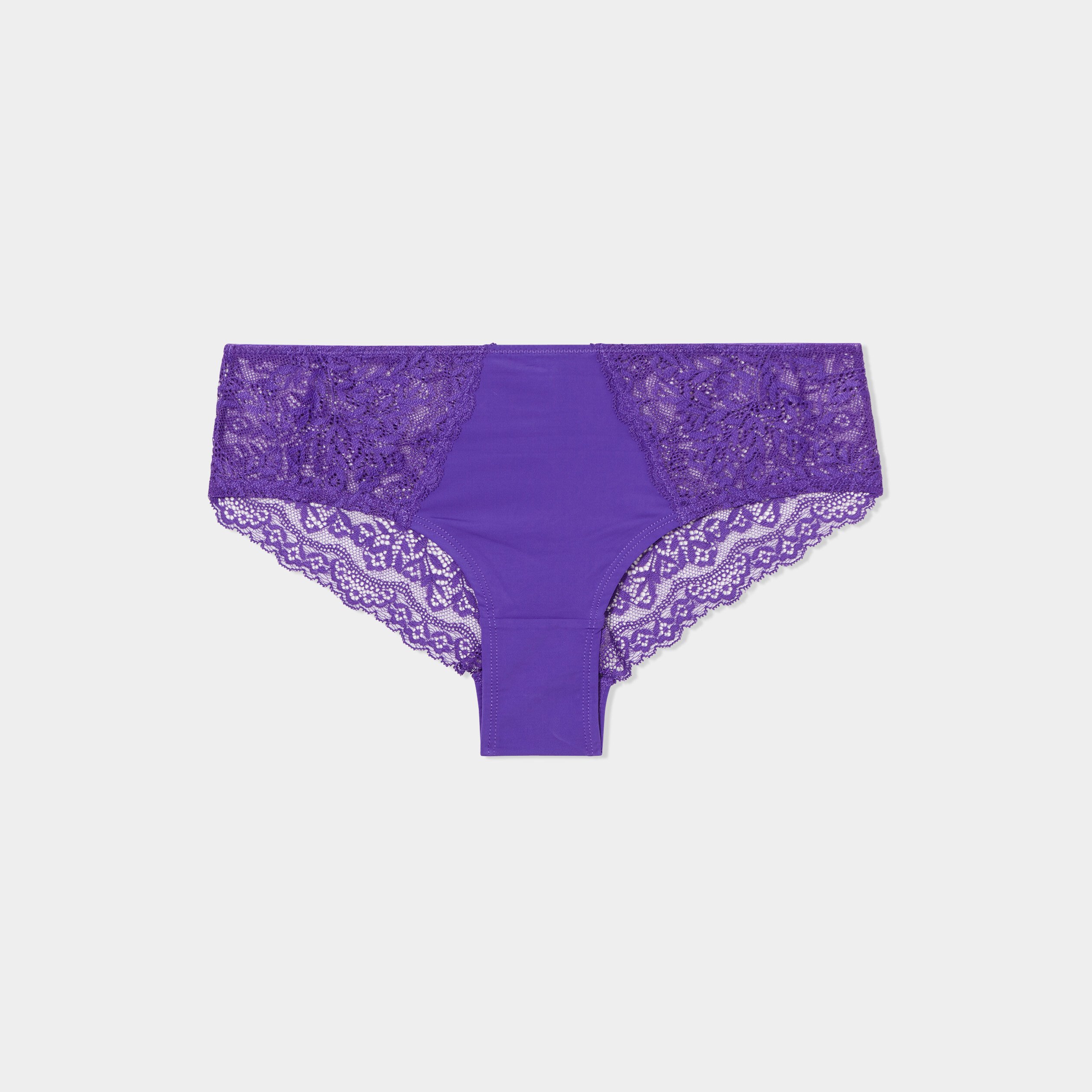 shorty avec micro dentelle violet fonce femme Shorty avec micro dentelle violet foncé femme