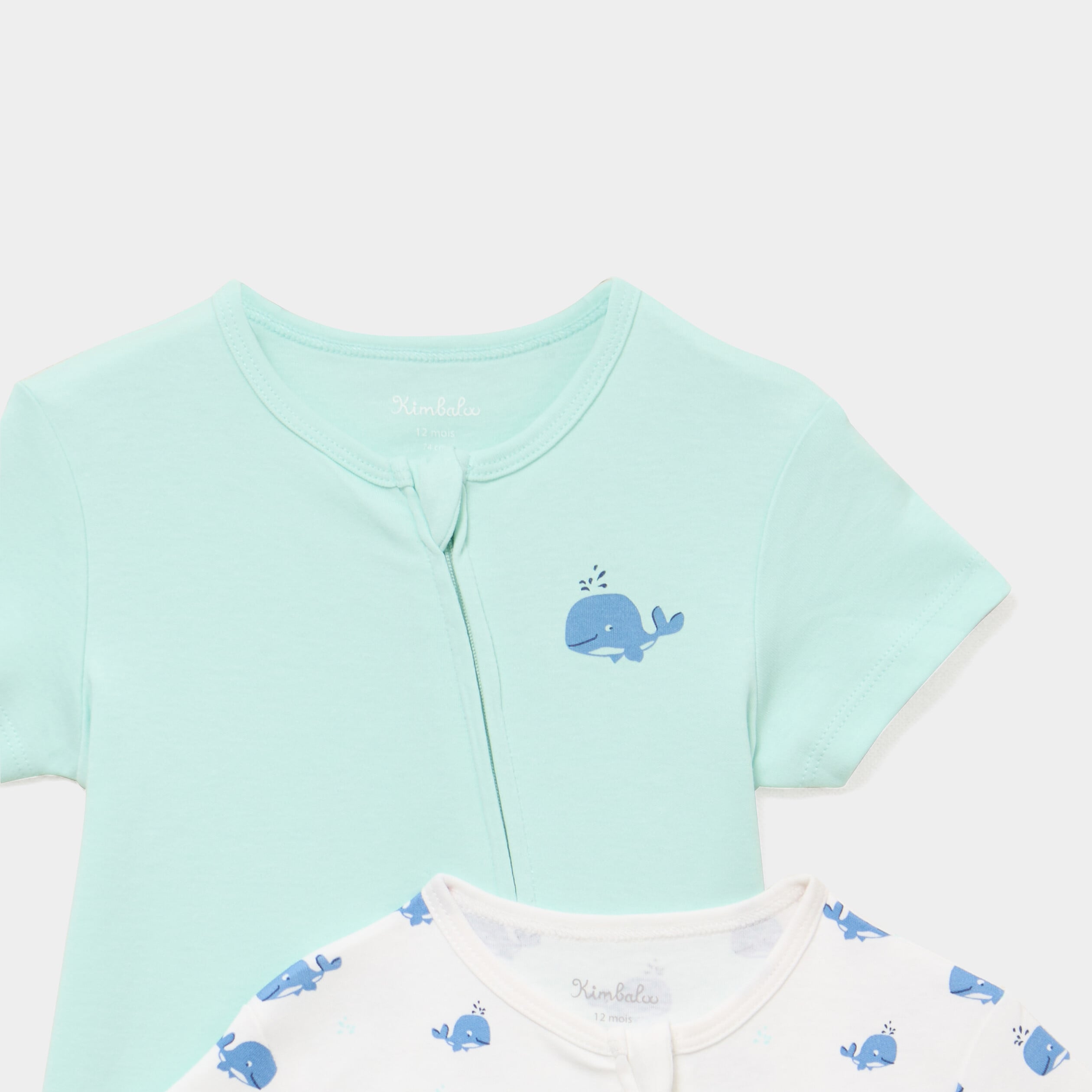 Lot 2 combishorts manches courtes coton ecru b&eacute;b&eacute;