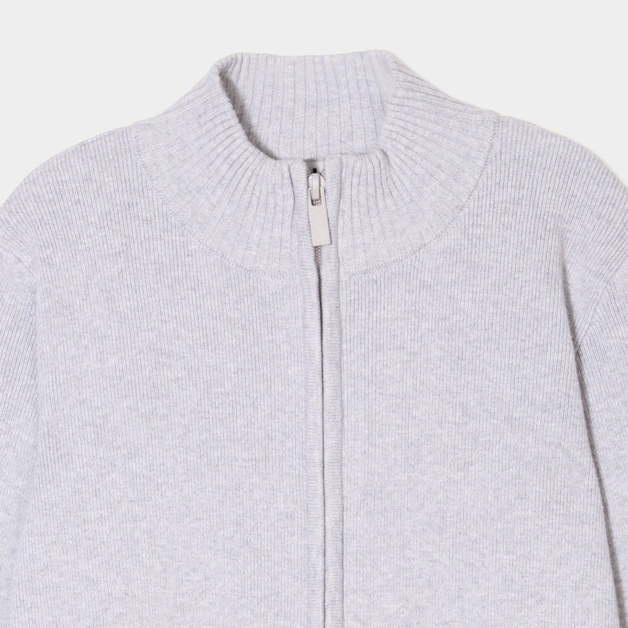 gilet zippe col montant coton gris garcon Gilet zippé col montant coton gris garçon