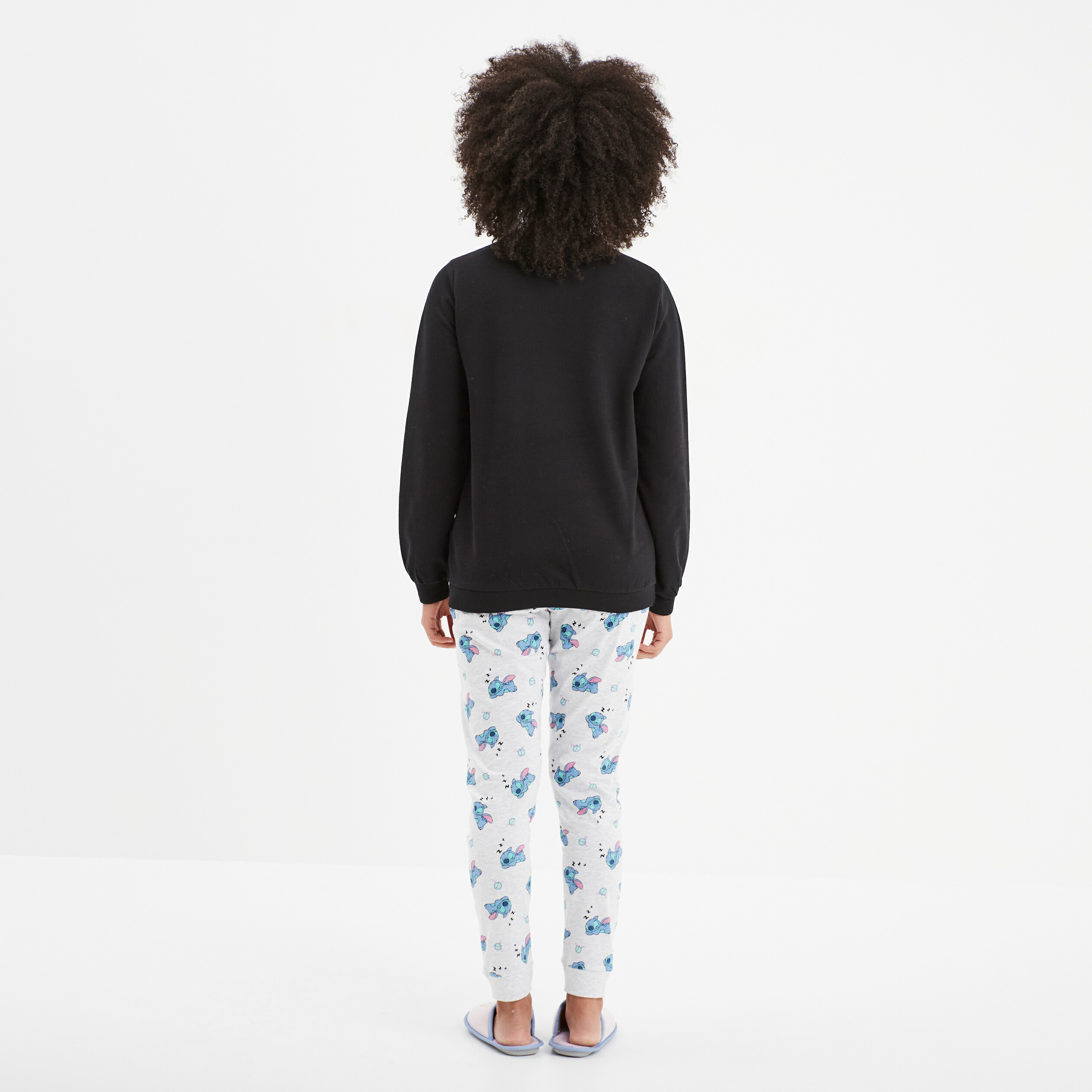Ensemble pyjama pantalon coton Stitch noir femme