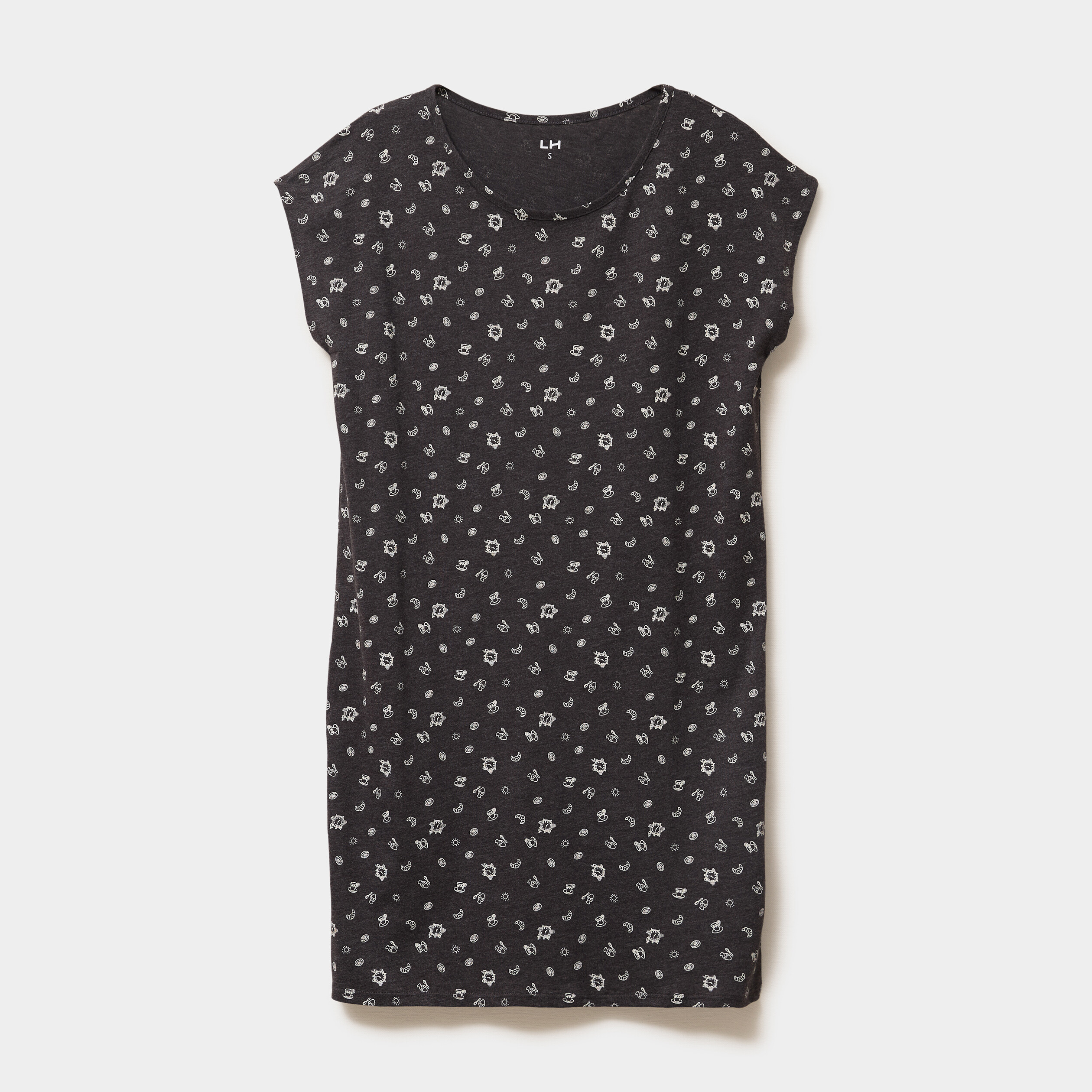 Chemise de nuit manches courtes gris anthracite femme