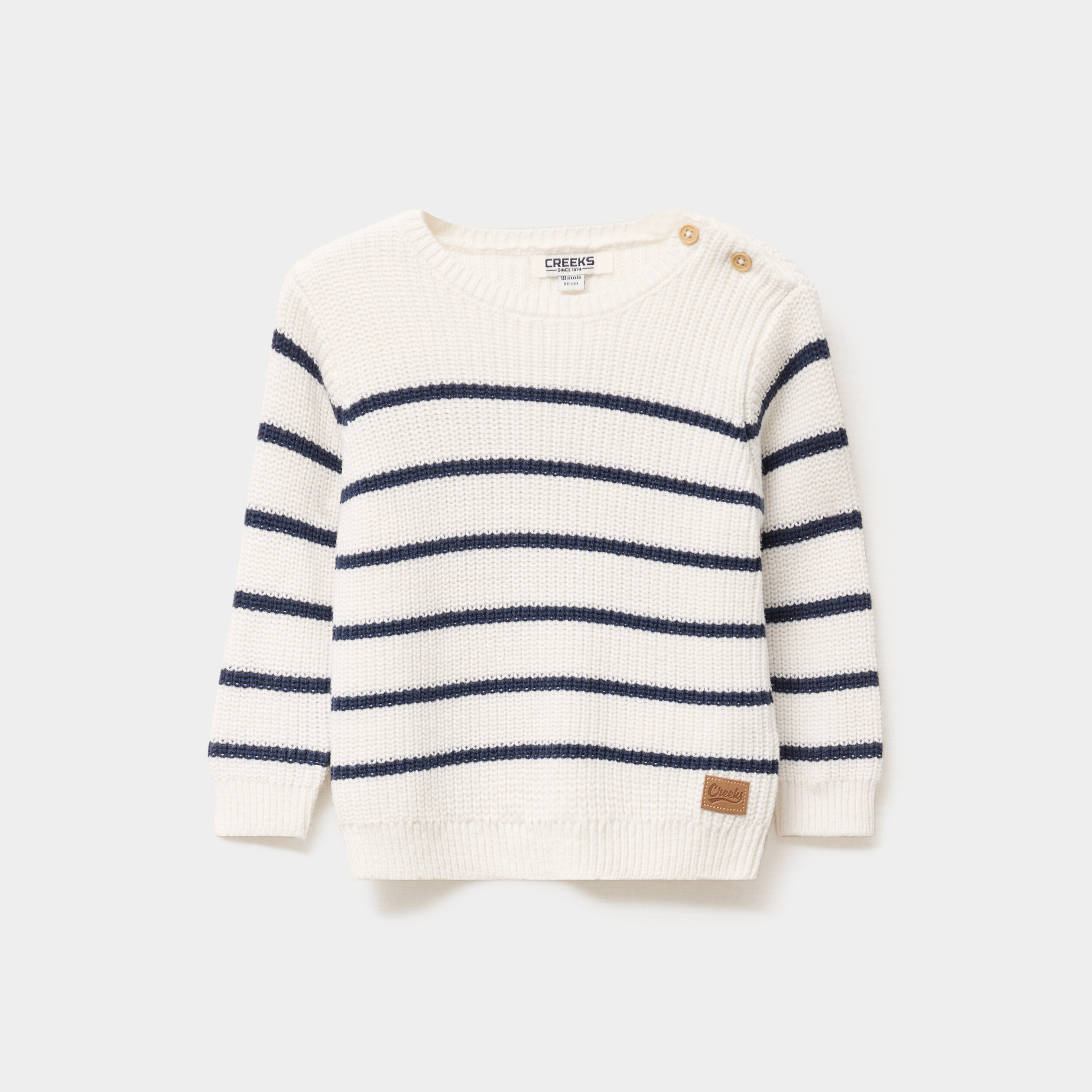 Pull col rond manches longues creme b&eacute;b&eacute; gar&ccedil;on