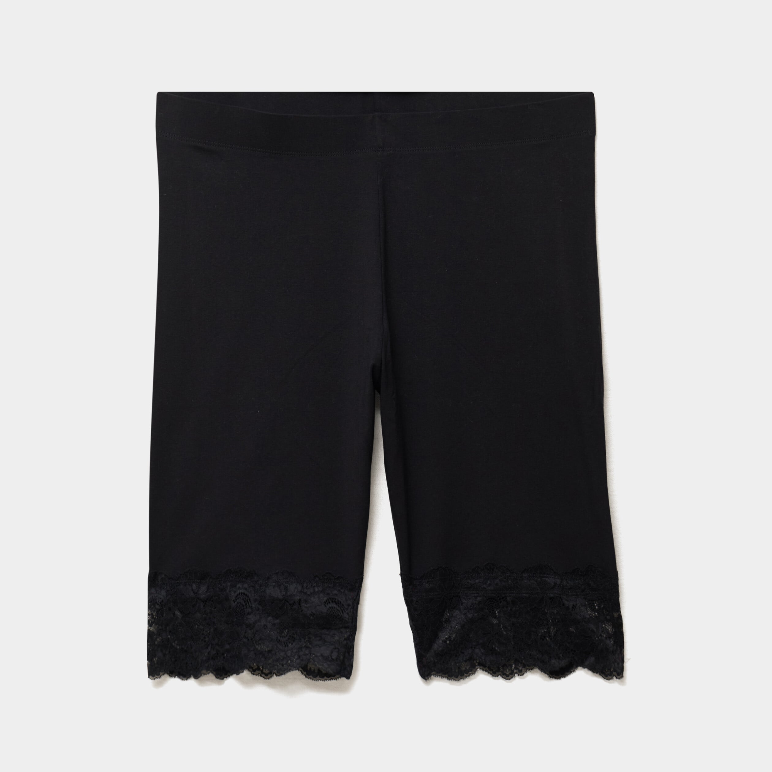 Short legging cycliste &agrave; dentelle noir femme grande taille